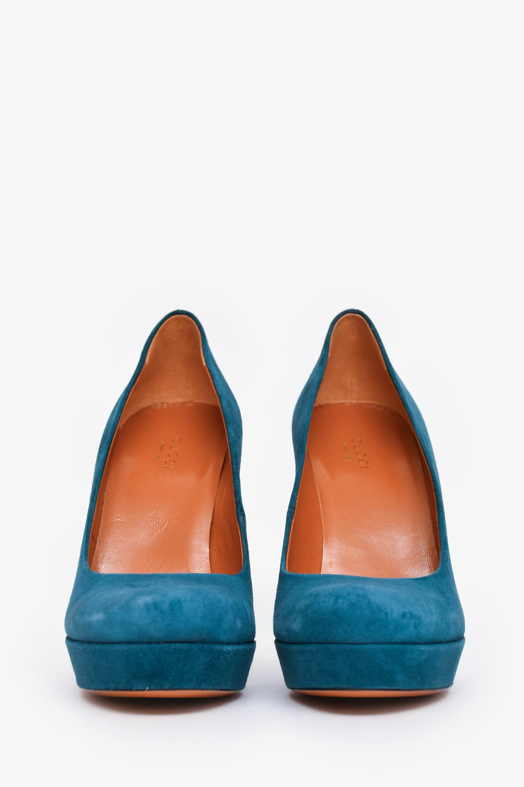 Gucci Teal Suede Leather Platform Heels Size 37