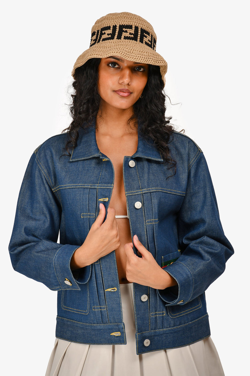 Gucci Dark Denim Web Horsebit Pocket Jacket Size 38