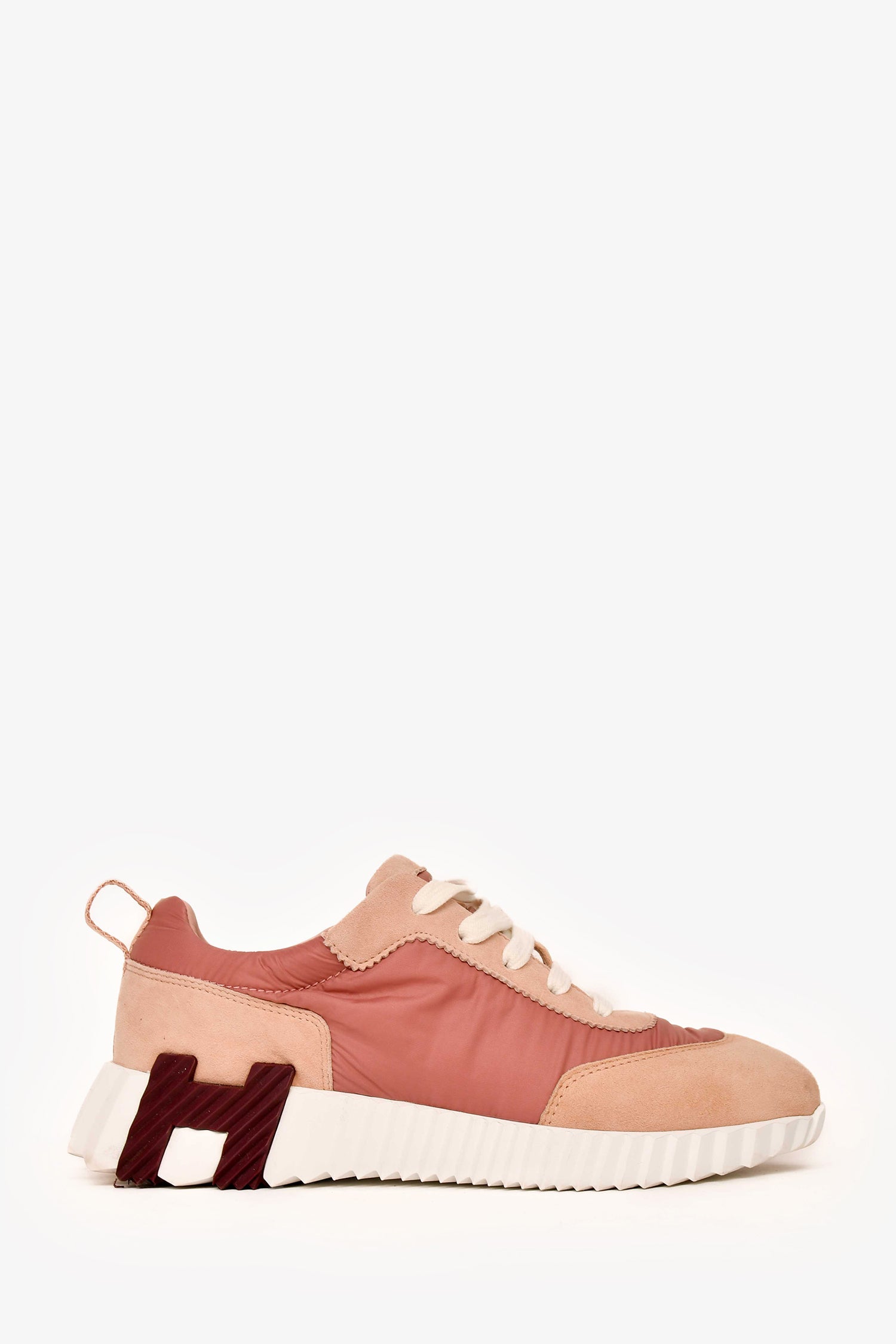 Hermès Pink Suede/Nylon 'H' Sneakers Size 35.5