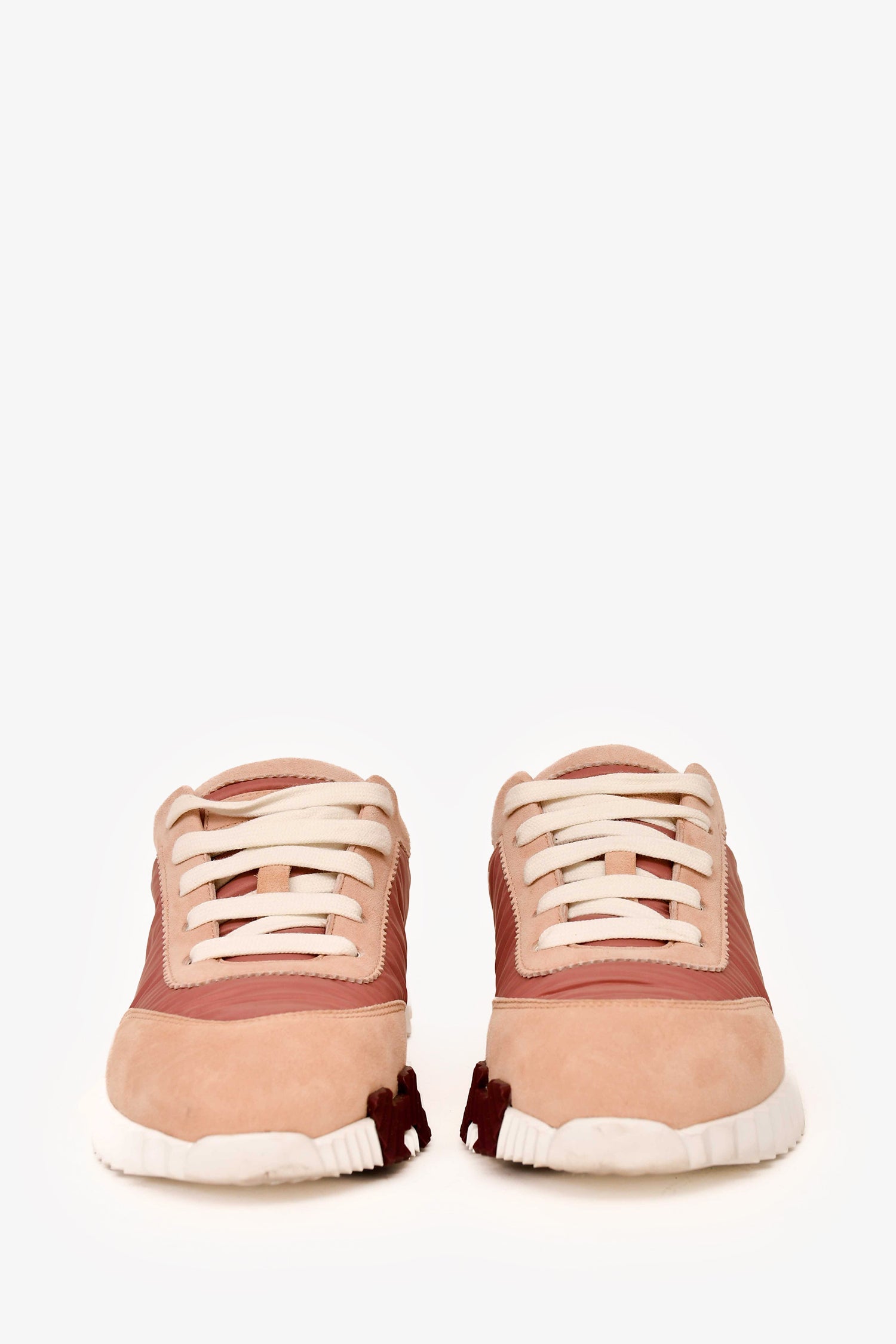 Hermès Pink Suede/Nylon 'H' Sneakers Size 35.5