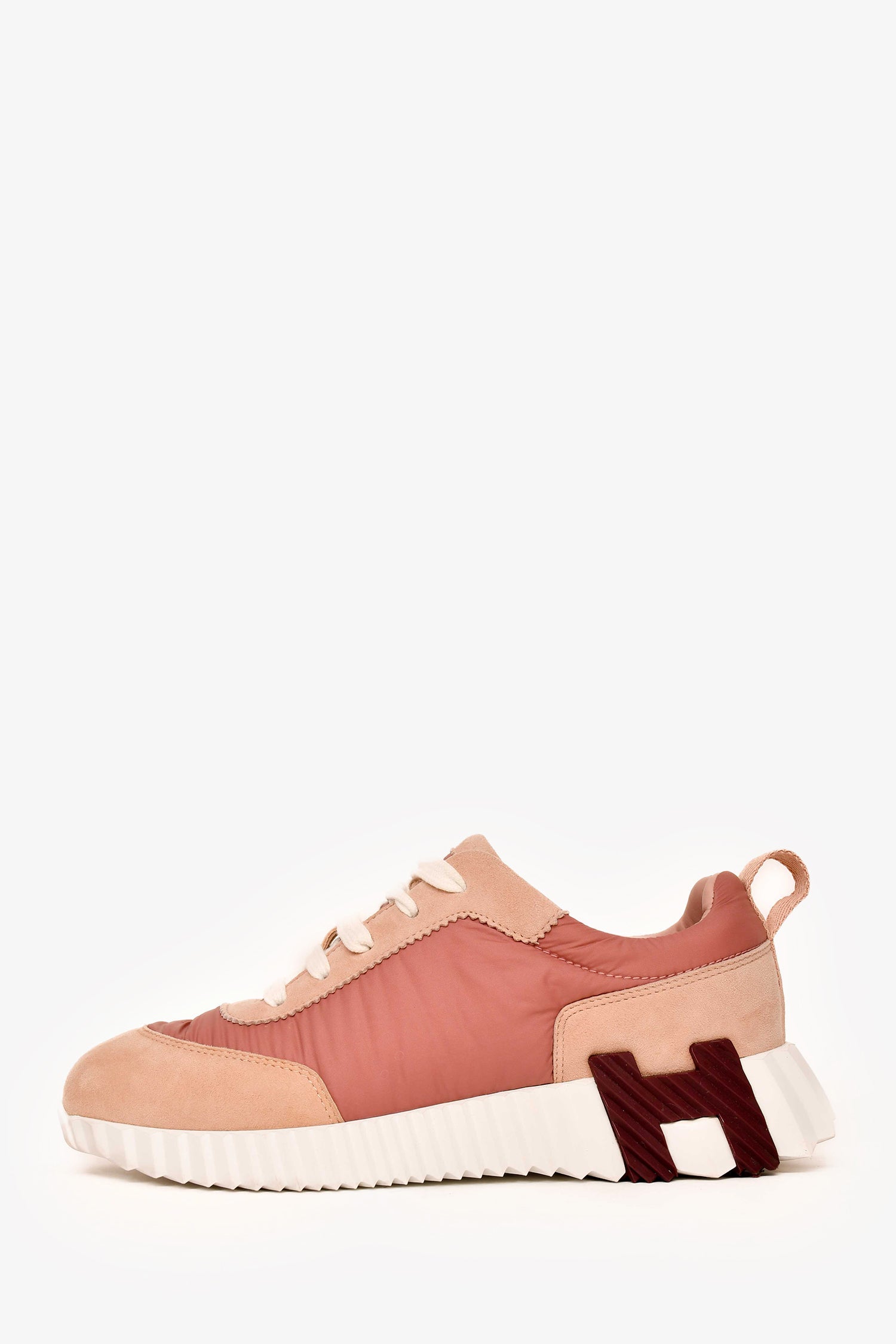 Hermès Pink Suede/Nylon 'H' Sneakers Size 35.5