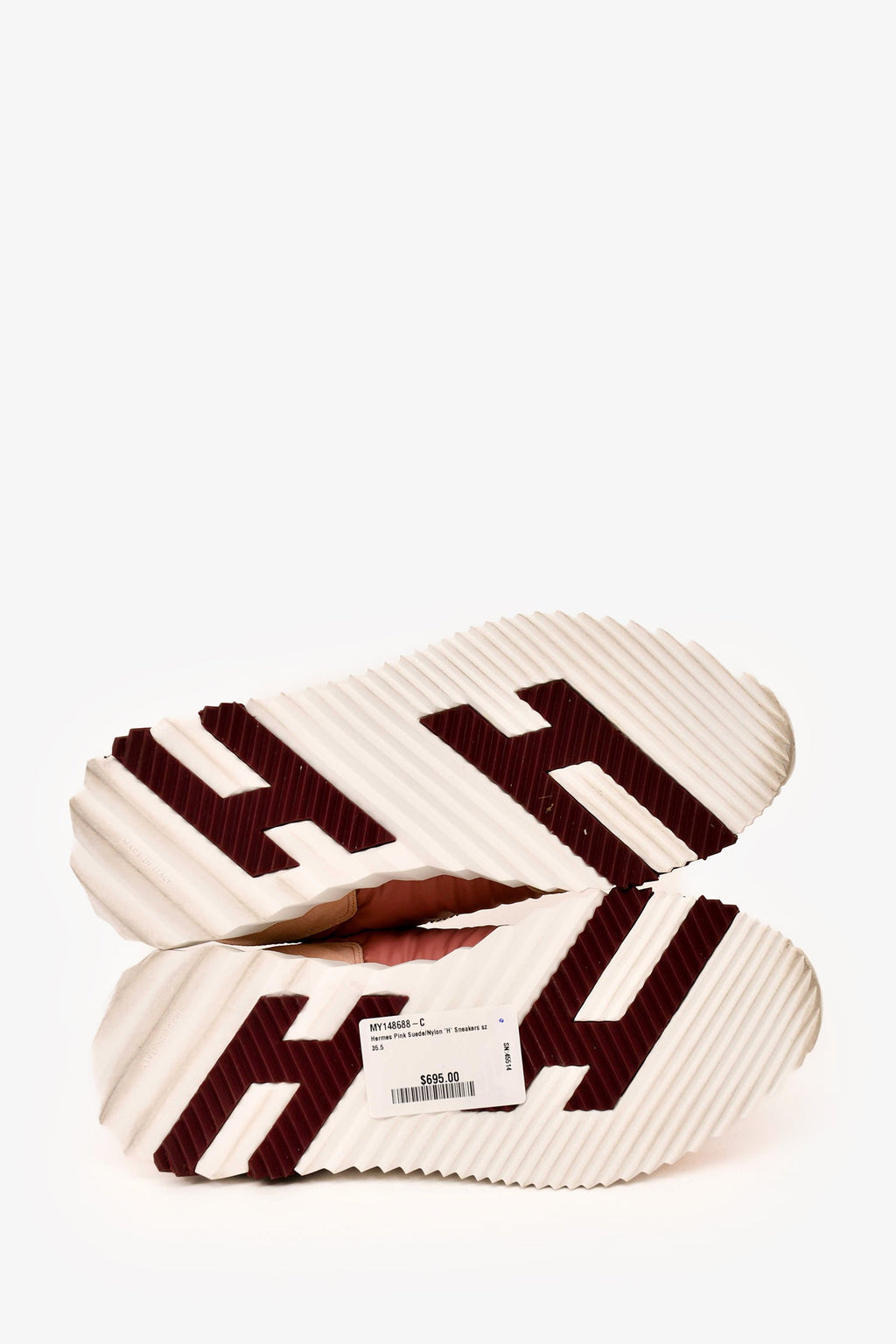 Hermès Pink Suede/Nylon 'H' Sneakers Size 35.5