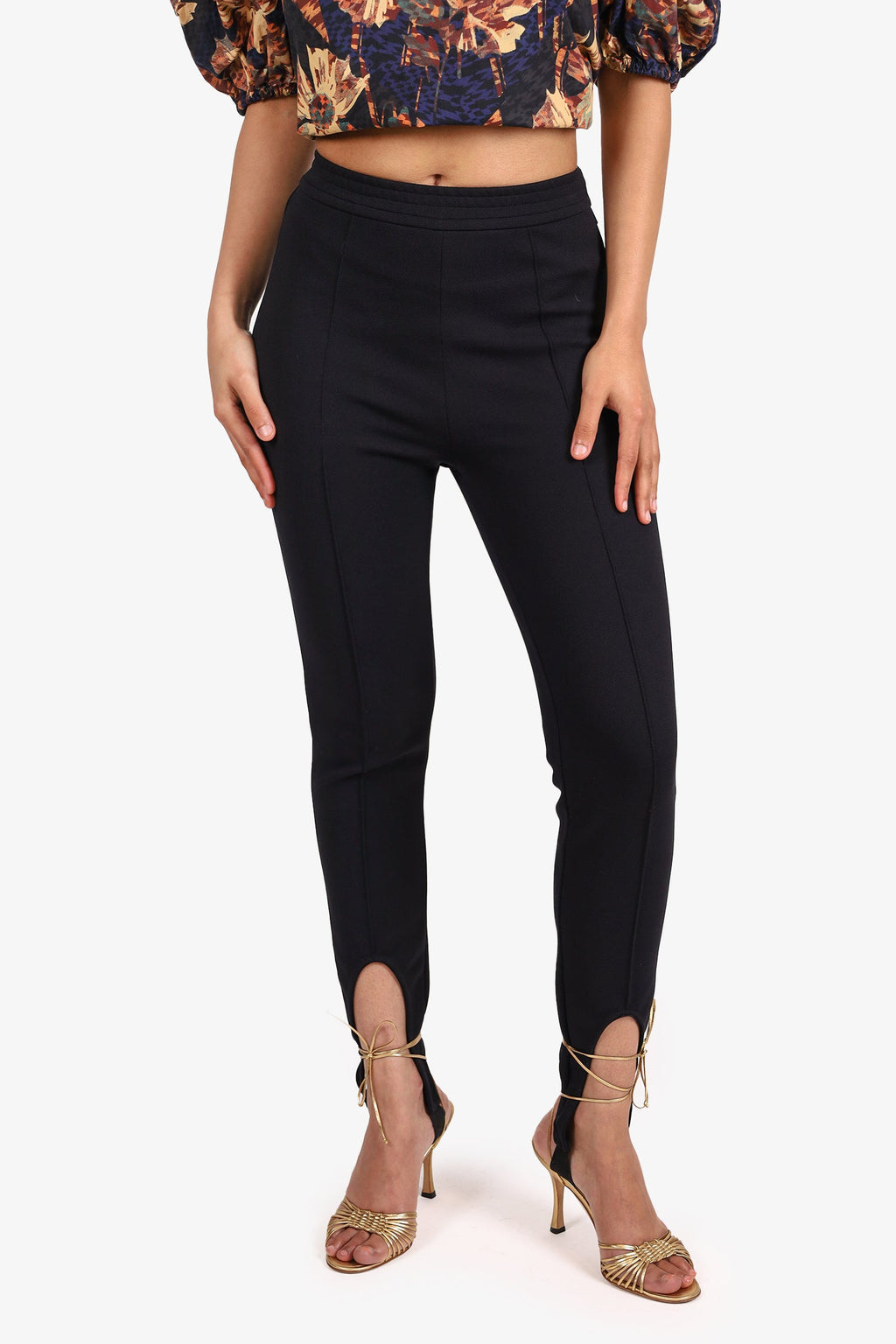 Saint Laurent Black Stirrup Cuff Leggings Size XS