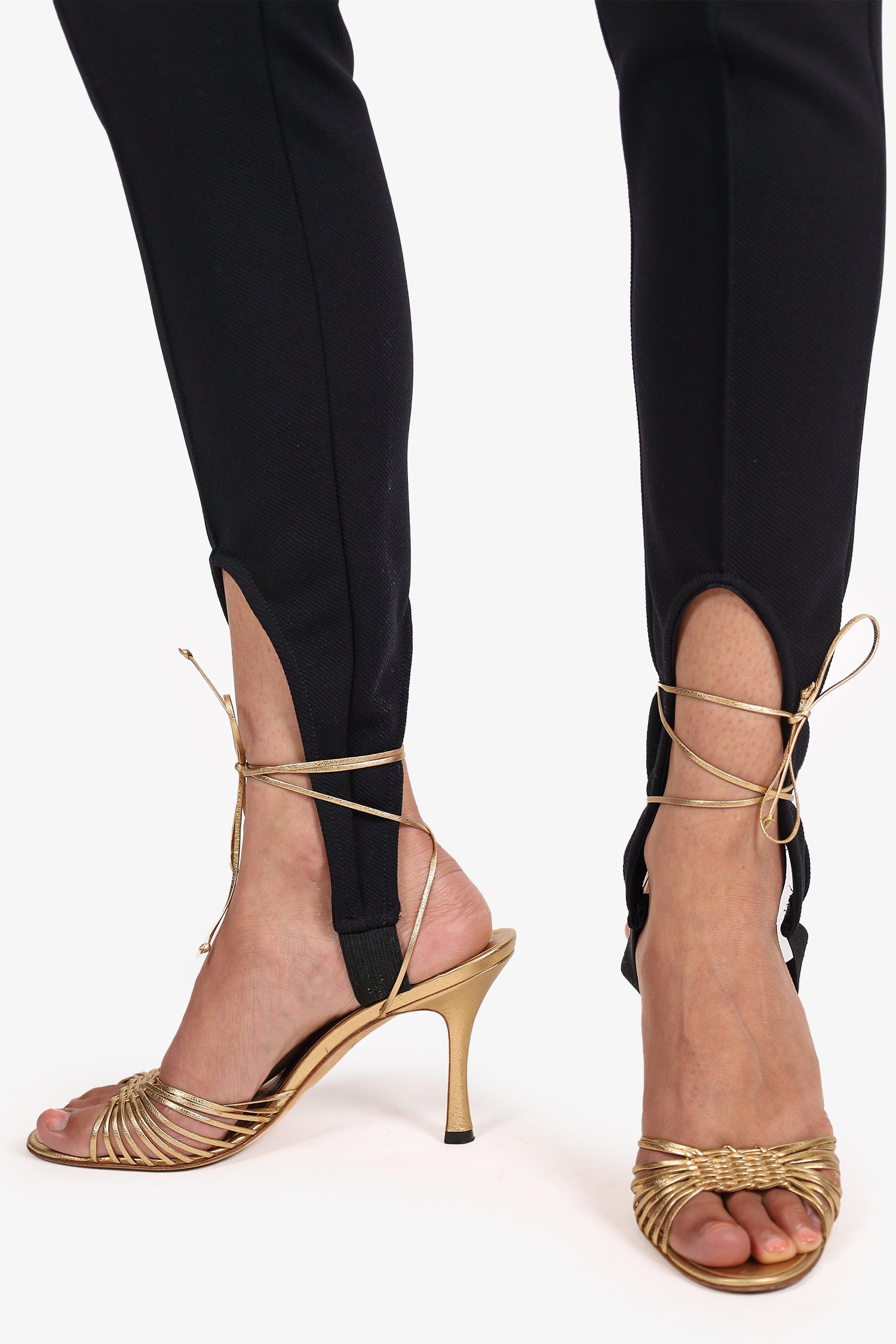 Saint Laurent Black Stirrup Cuff Leggings Size XS