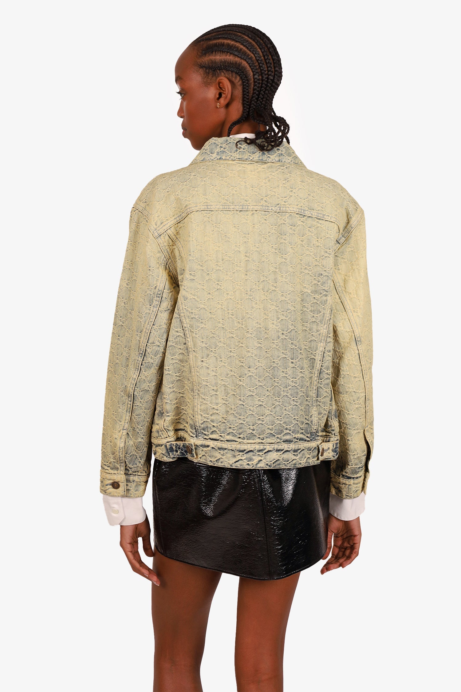 Gucci Acid Wash Denim Monogram Jacket Size 40