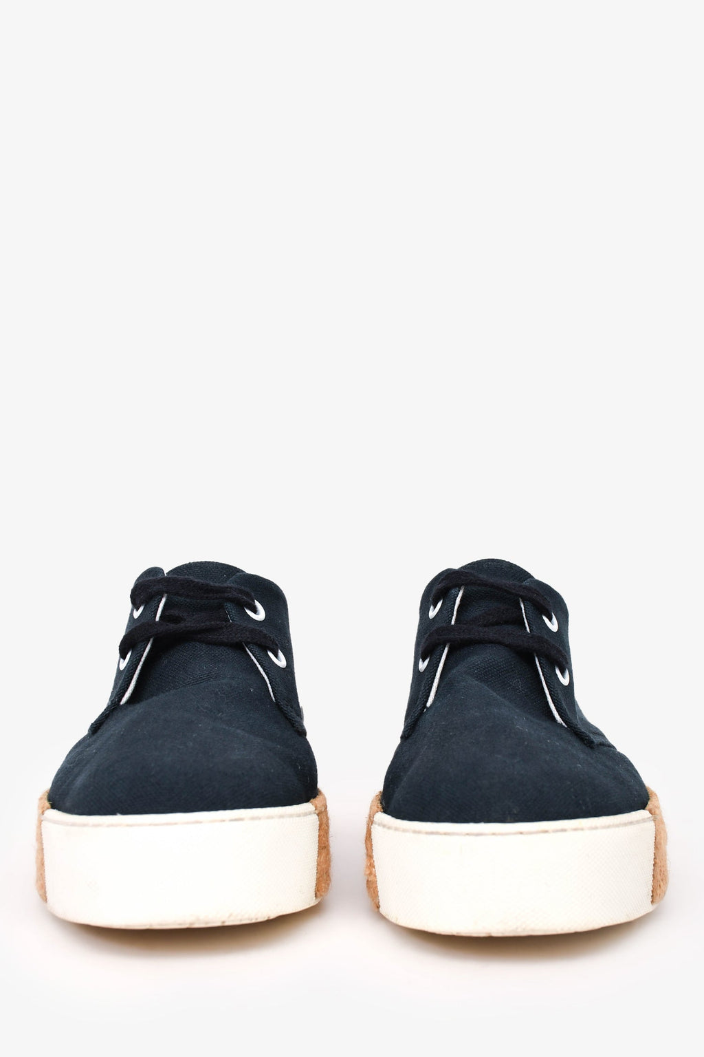 Hermès Navy Cotton Platform Espadrilles Size 6.5