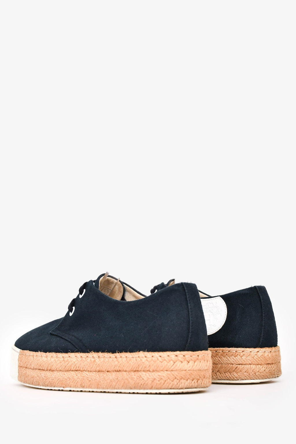 Hermès Navy Cotton Platform Espadrilles Size 6.5