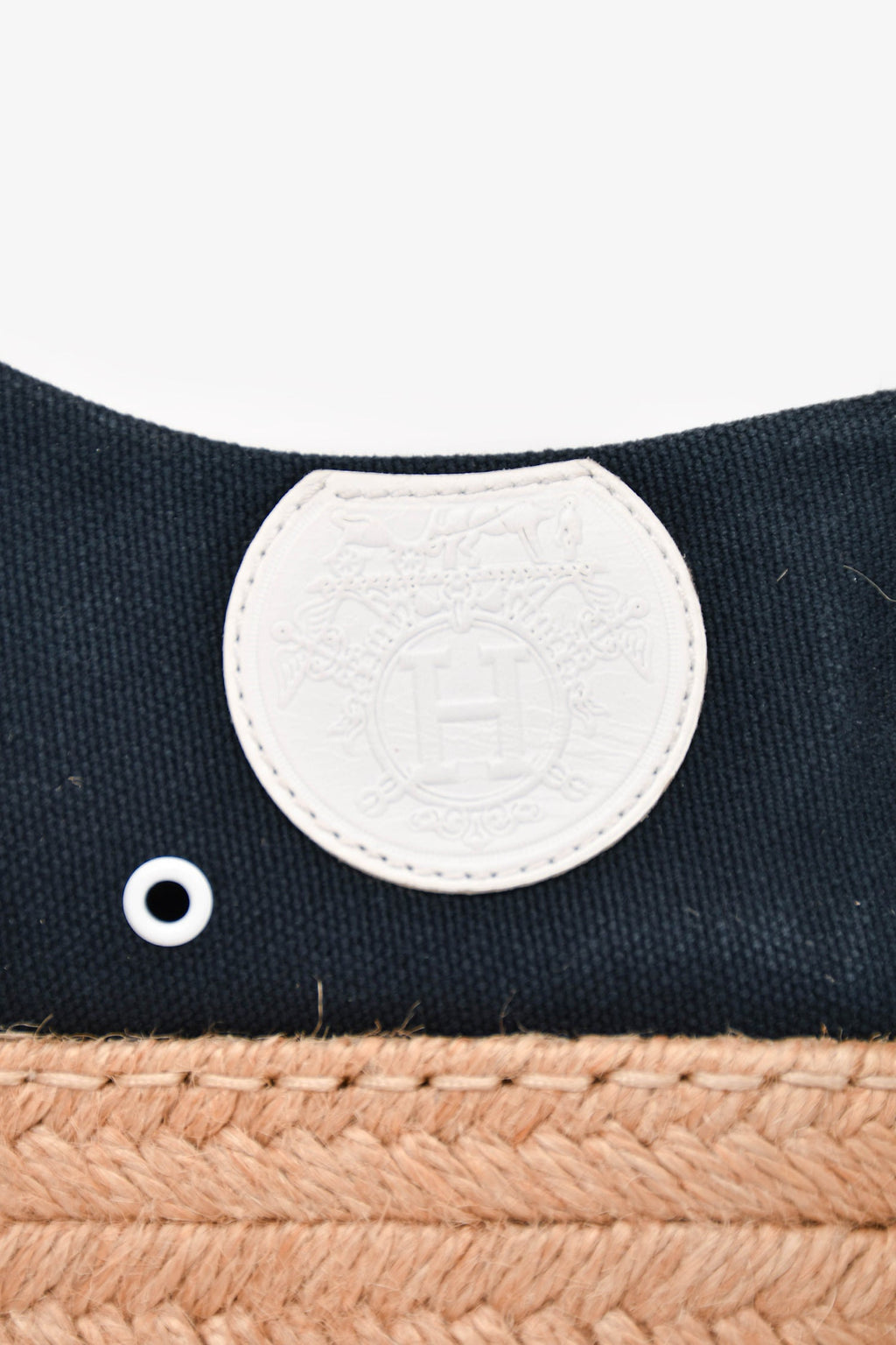 Hermès Navy Cotton Platform Espadrilles Size 6.5