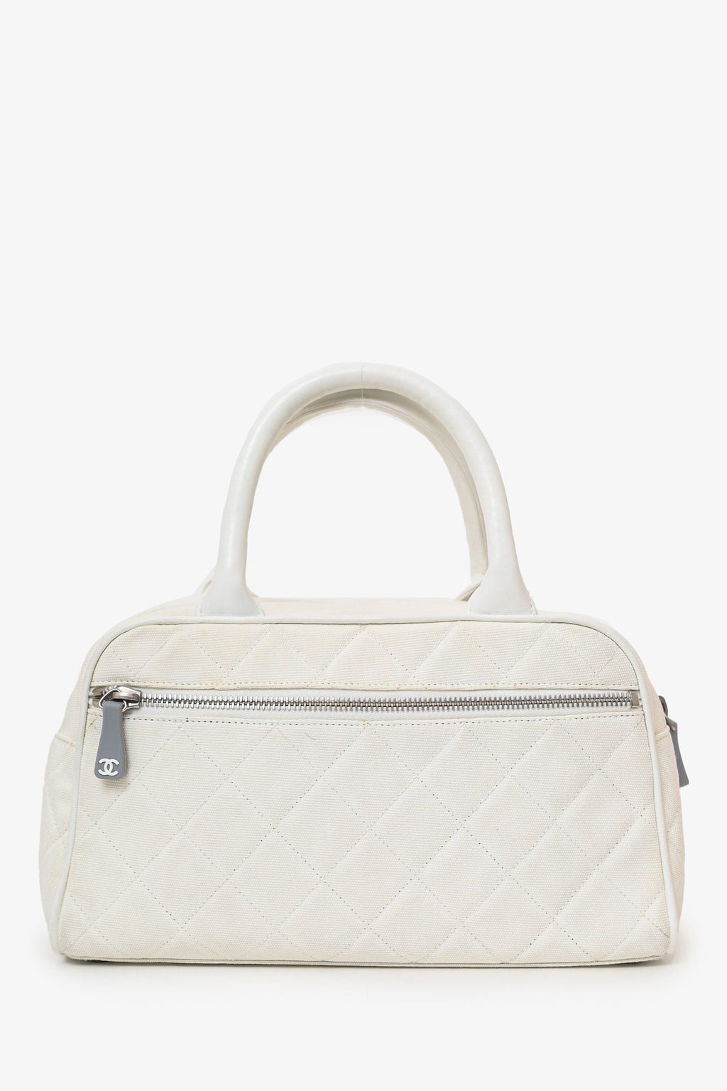 Pre-Loved Chanel™ 2000-02 White Canvas Mini Bowler Bag