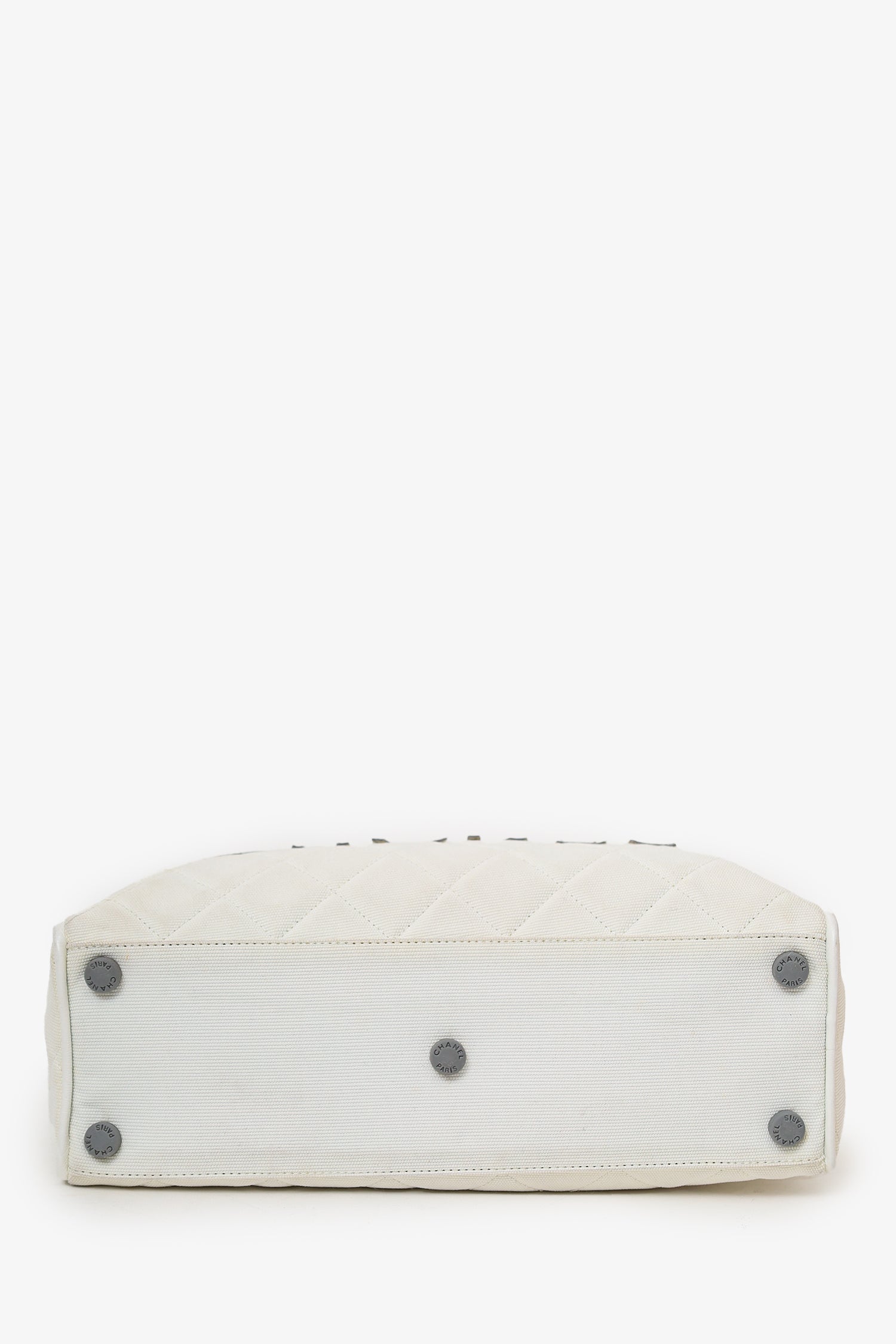 Pre-Loved Chanel™ 2000-02 White Canvas Mini Bowler Bag