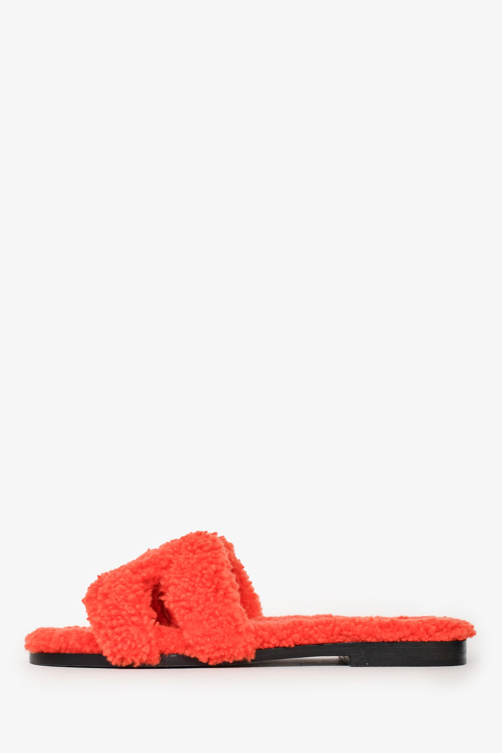 Hermès Orange Shearling/Leather Oran Sandals Size 35.5