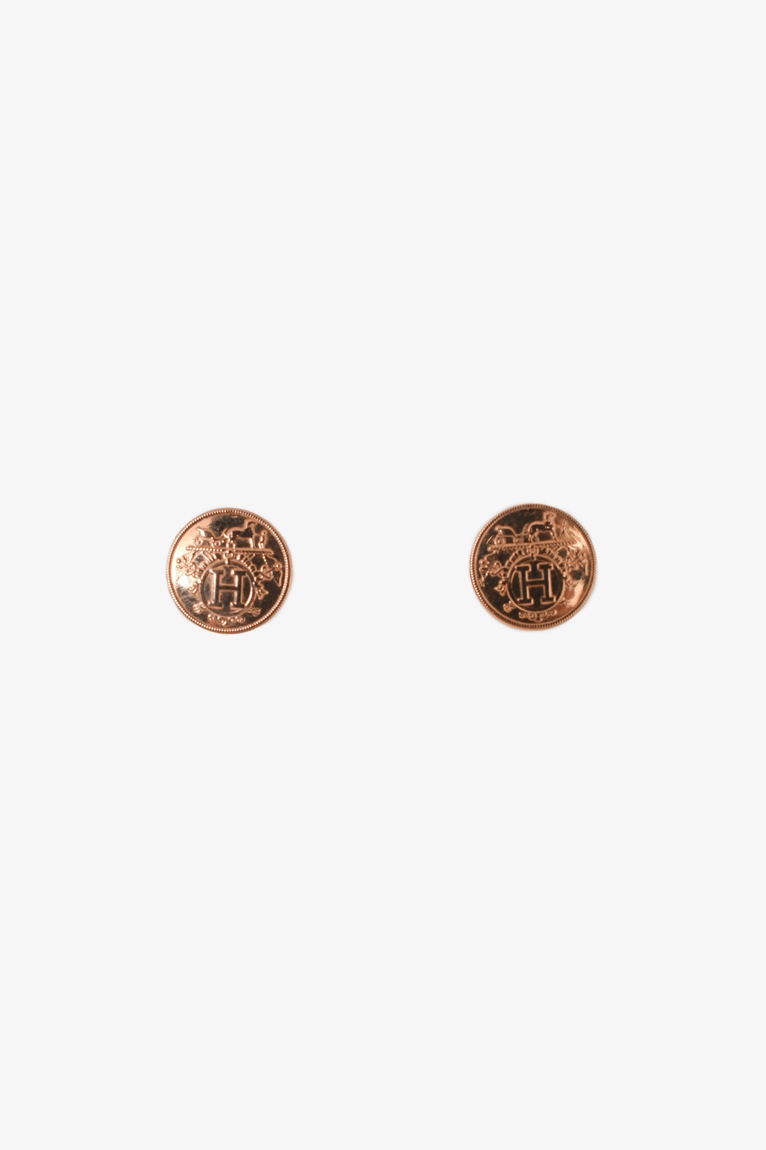 Hermès 18K Rose Gold Very Small Model Ex-Libris Earrings