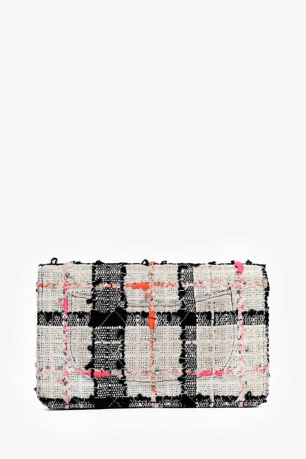 Pre-Loved Chanel™ 2019 Pink/Black/Cream Tweed Wallet On Chain