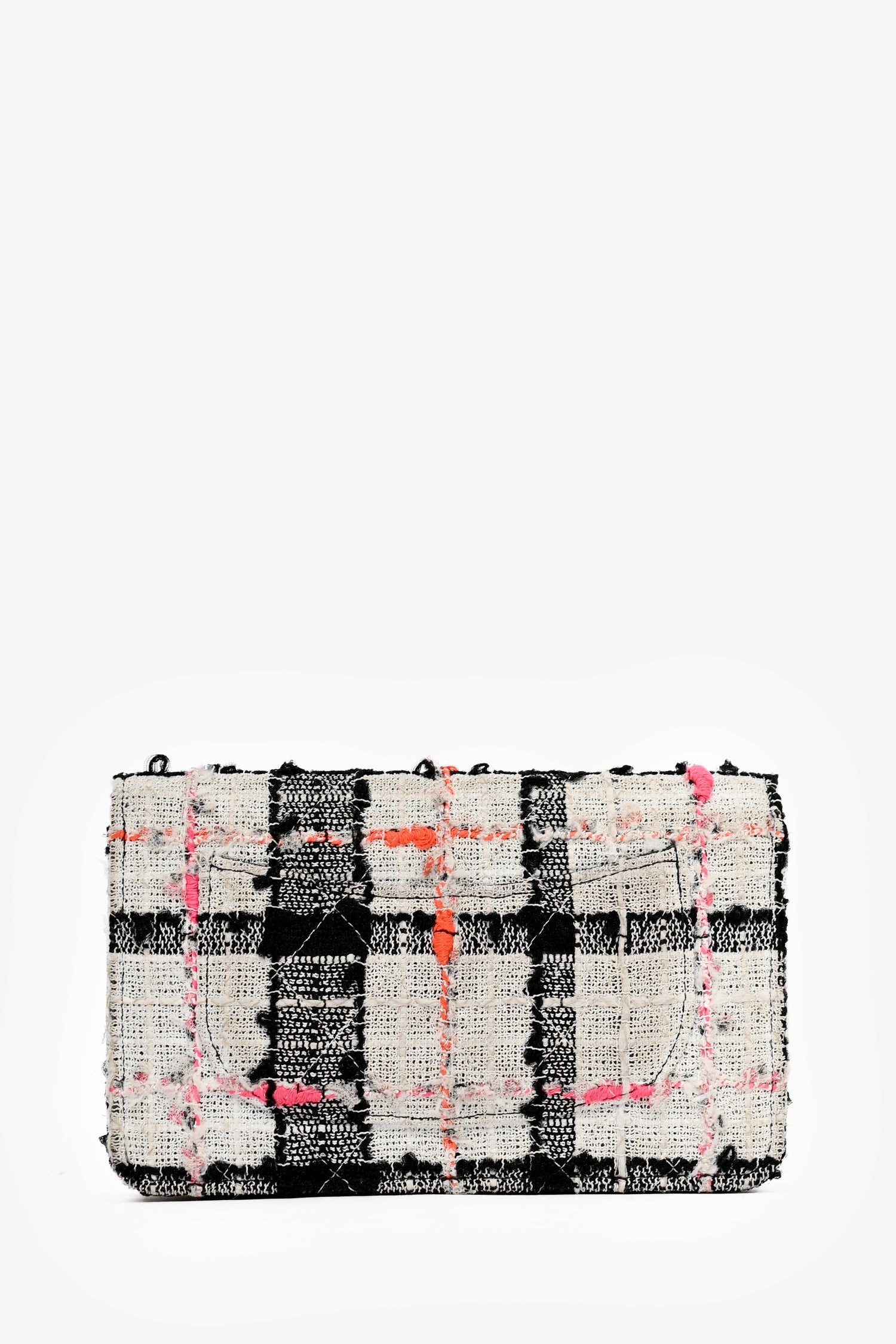 Pre-Loved Chanel™ 2019 Pink/Black/Cream Tweed Wallet On Chain