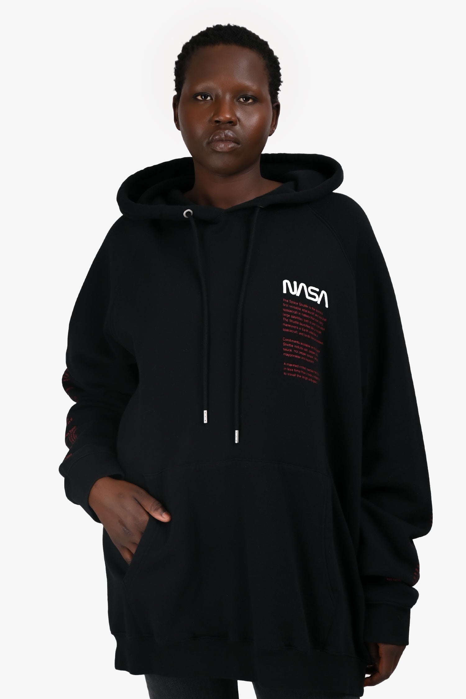 Heron Preston Black/Red NASA Graphic Hoodie Size XL Mens