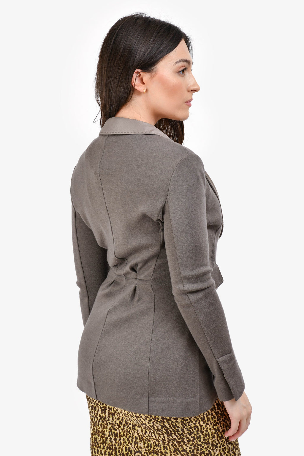 Brunello Cucinelli Grey Silk Lapel Blazer Size S
