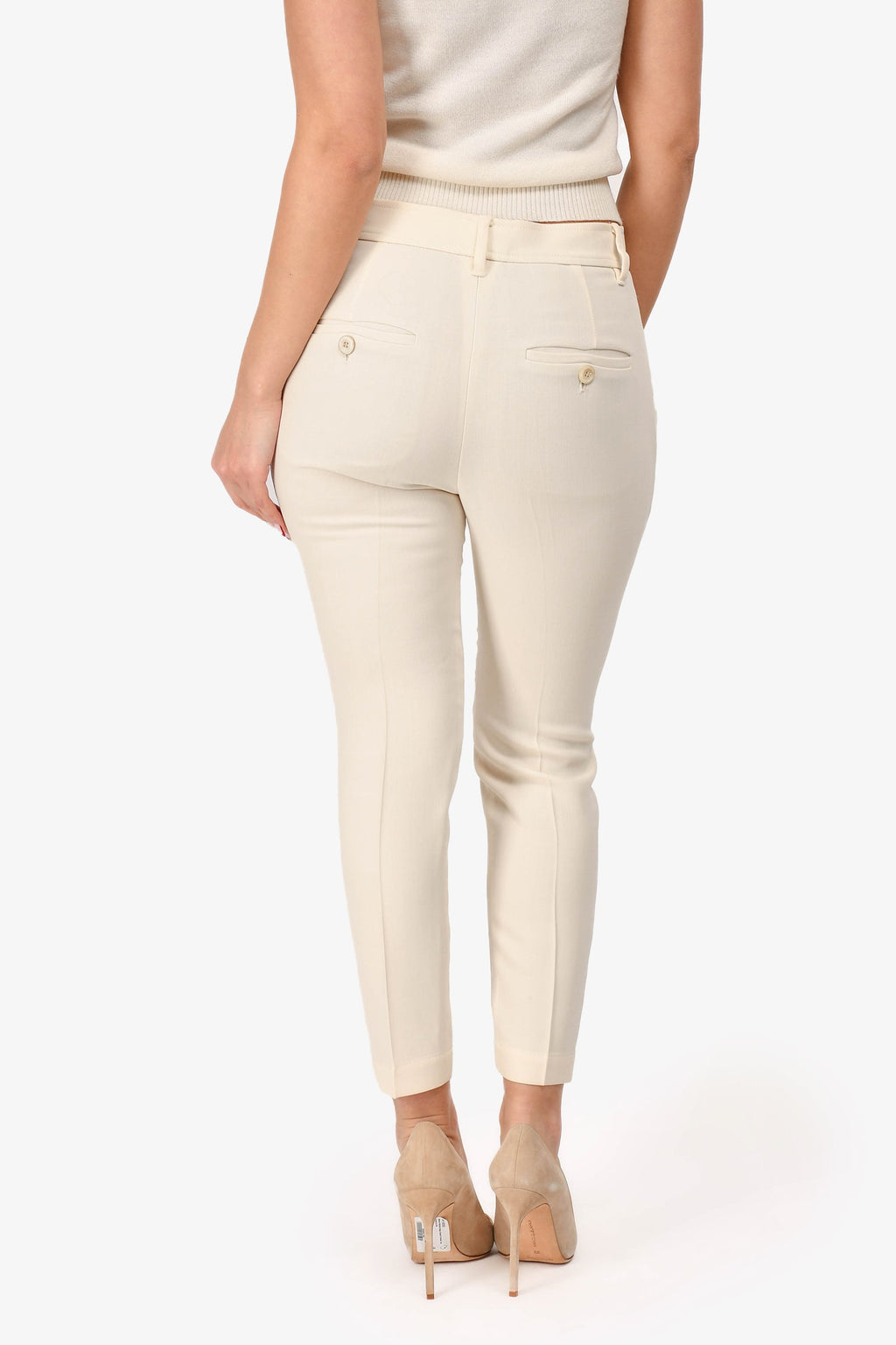 Brunello Cucinelli Cream Wool Blend Straight Leg Trousers Size 4
