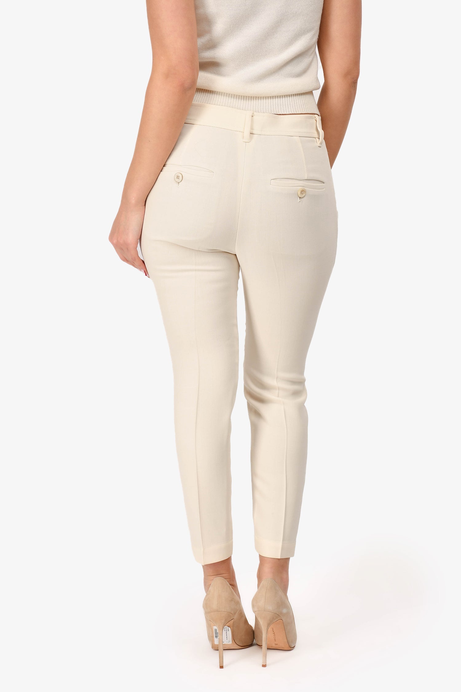 Brunello Cucinelli Cream Wool Blend Straight Leg Trousers Size 4