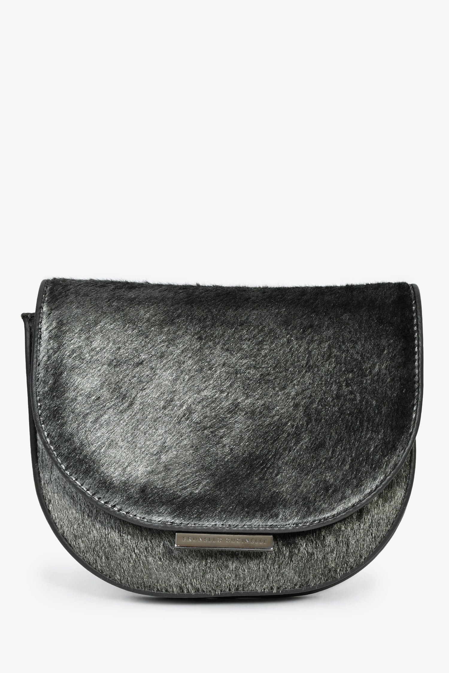 Brunello Cucinelli Grey Calfhair Small Crossbody