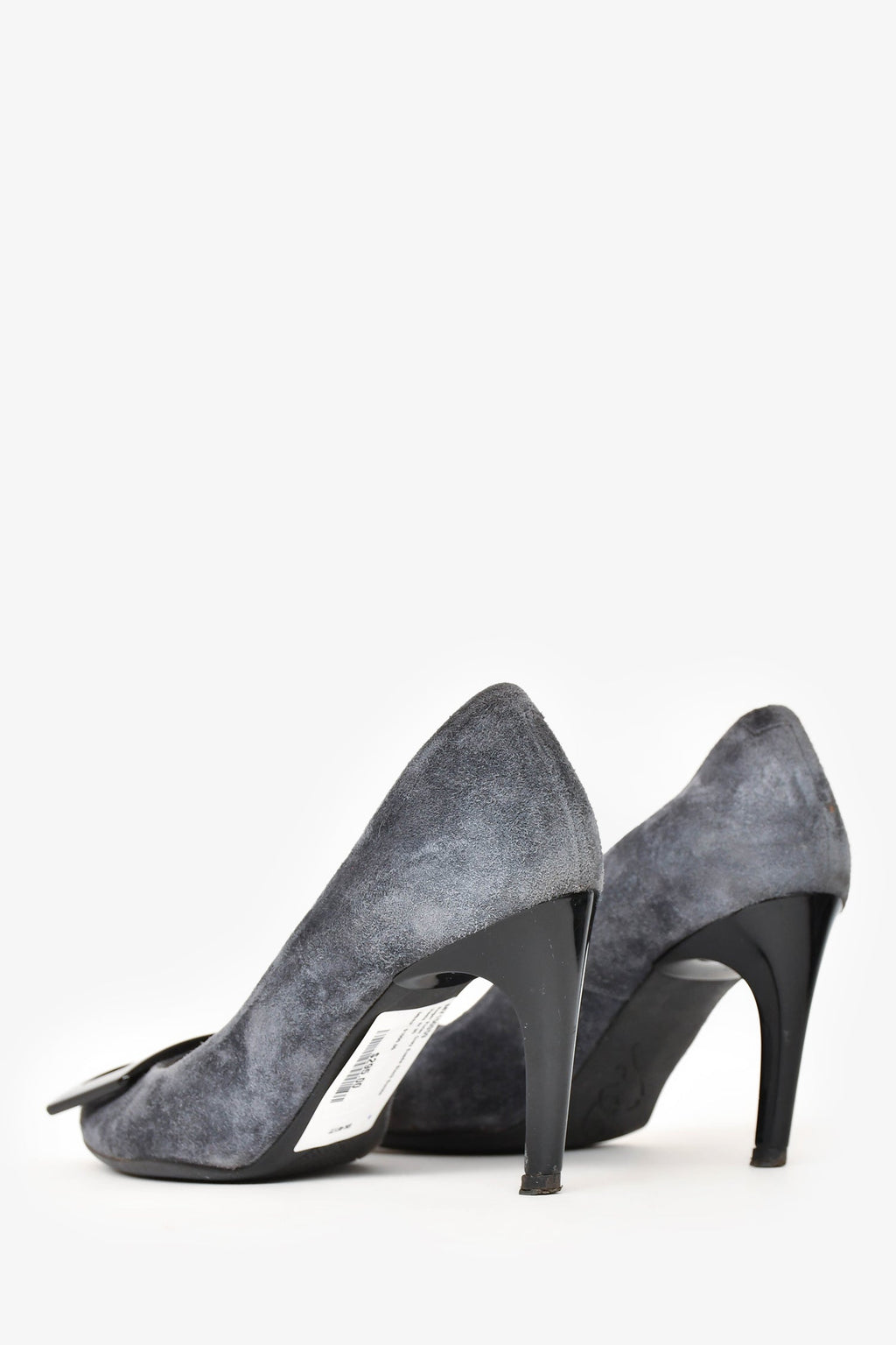 Roger Vivier Grey Suede Black Buckle Heels Size 35