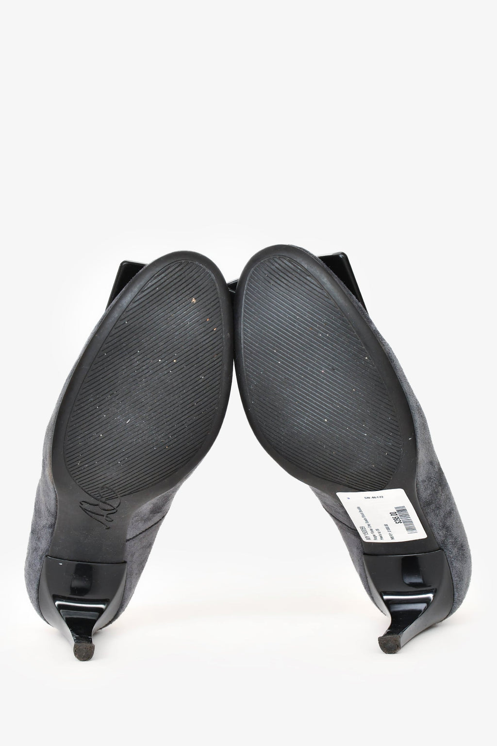 Roger Vivier Grey Suede Black Buckle Heels Size 35