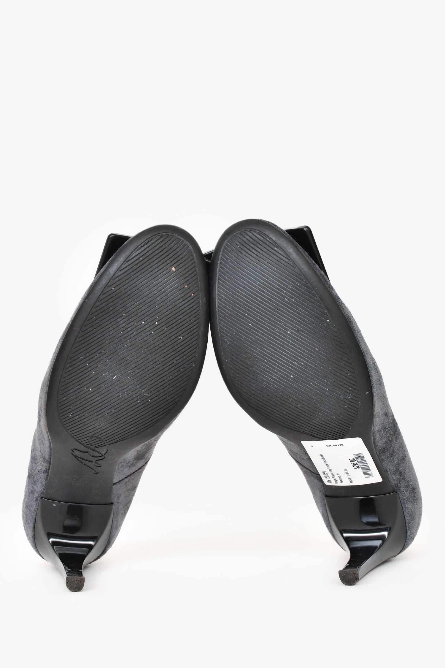 Roger Vivier Grey Suede Black Buckle Heels Size 35