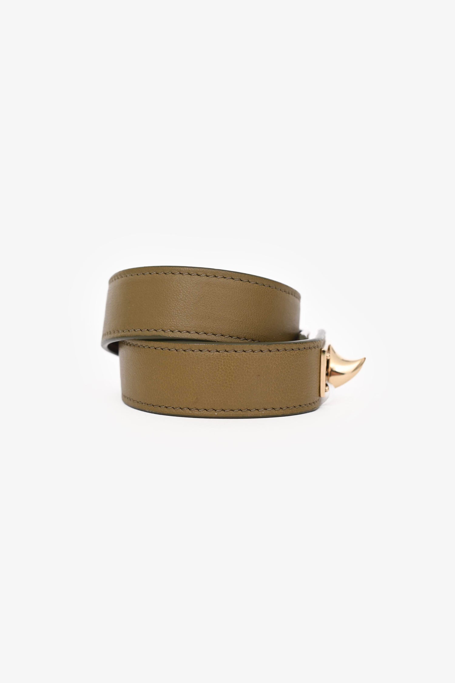 Givenchy Olive Green Leather Wrap Shark Bracelet