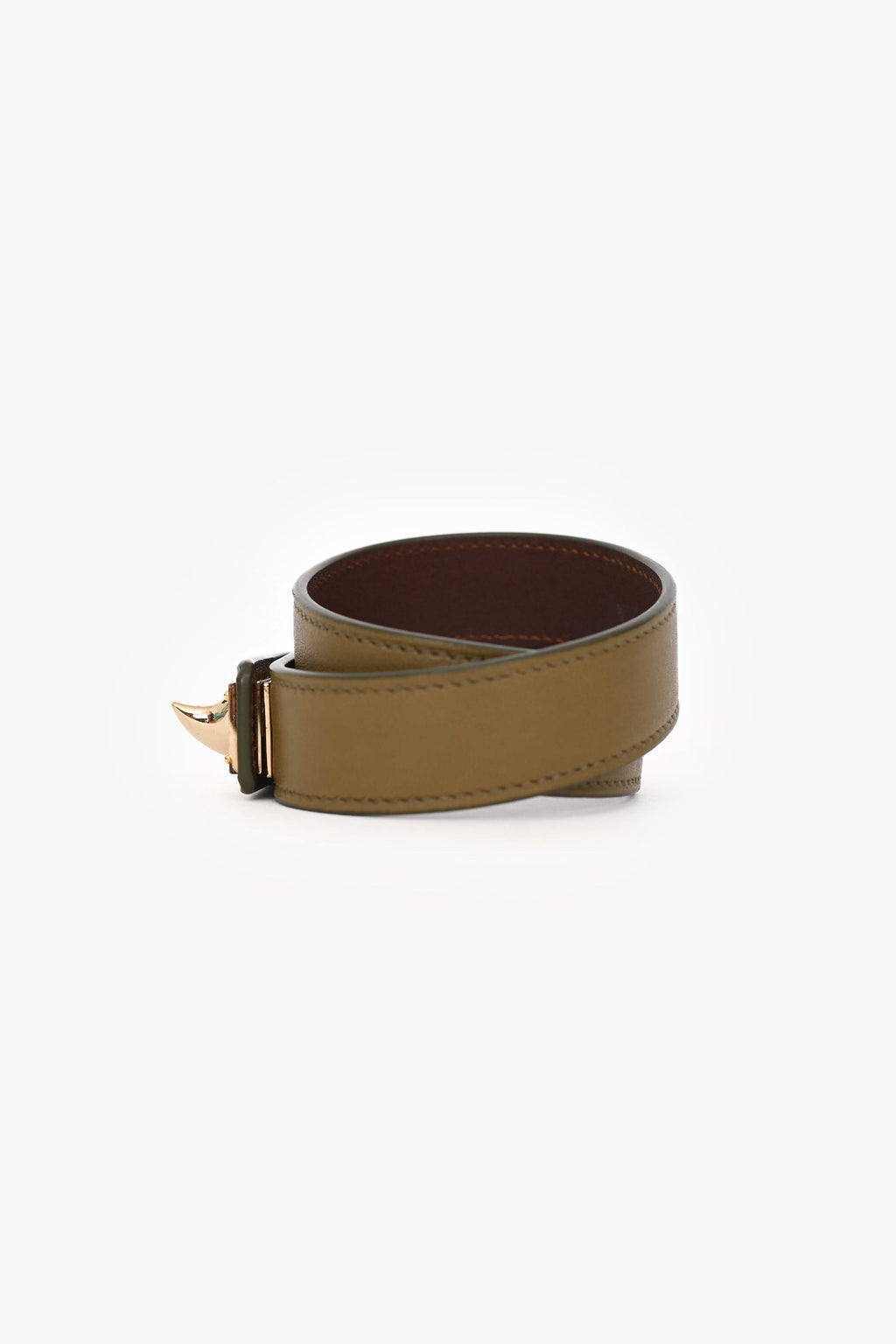Givenchy Olive Green Leather Wrap Shark Bracelet