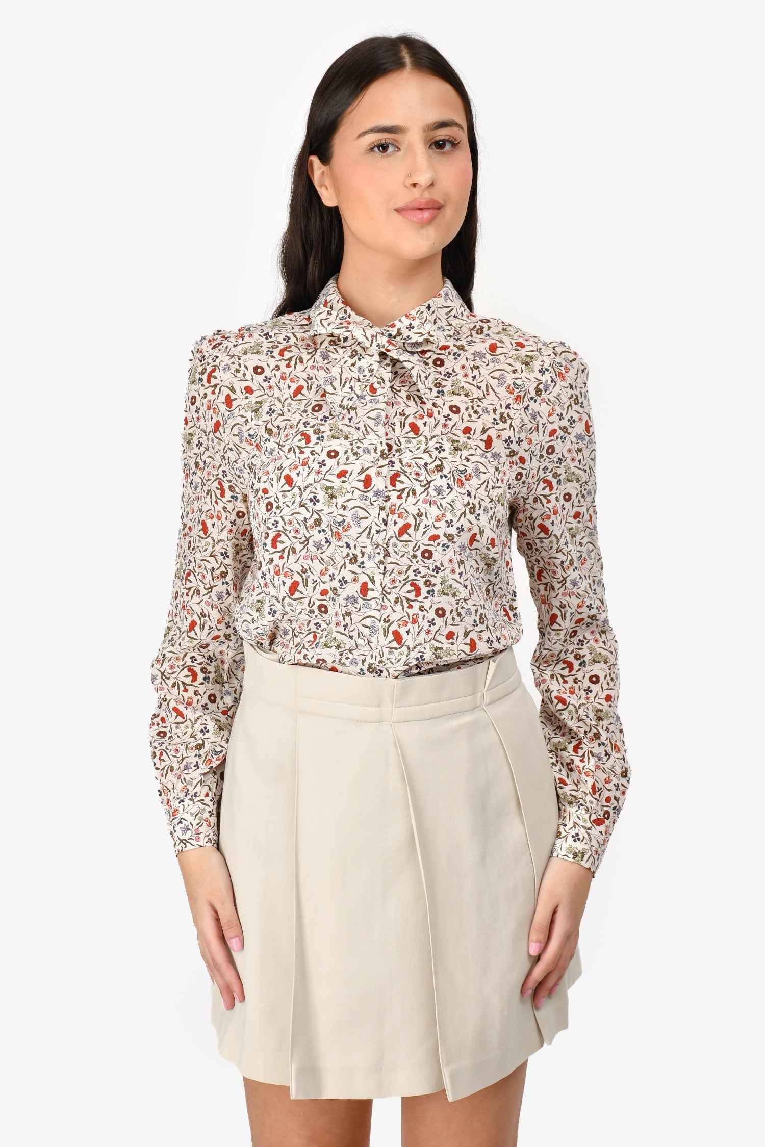 Brunello Cucinelli Cream Pleated Mini Skirt 6