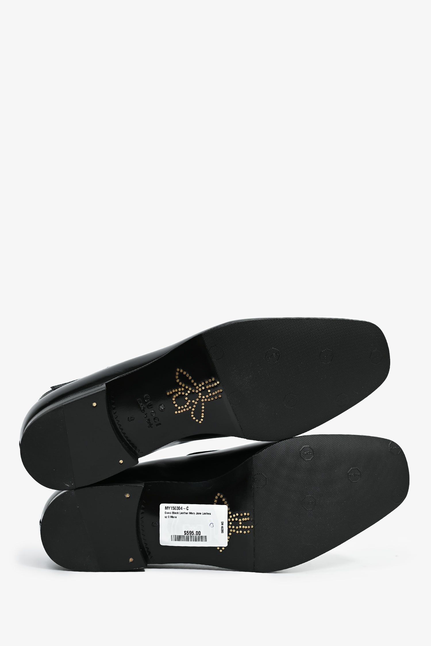 Gucci Black Leather Mary Jane Loafers Size 9 Mens