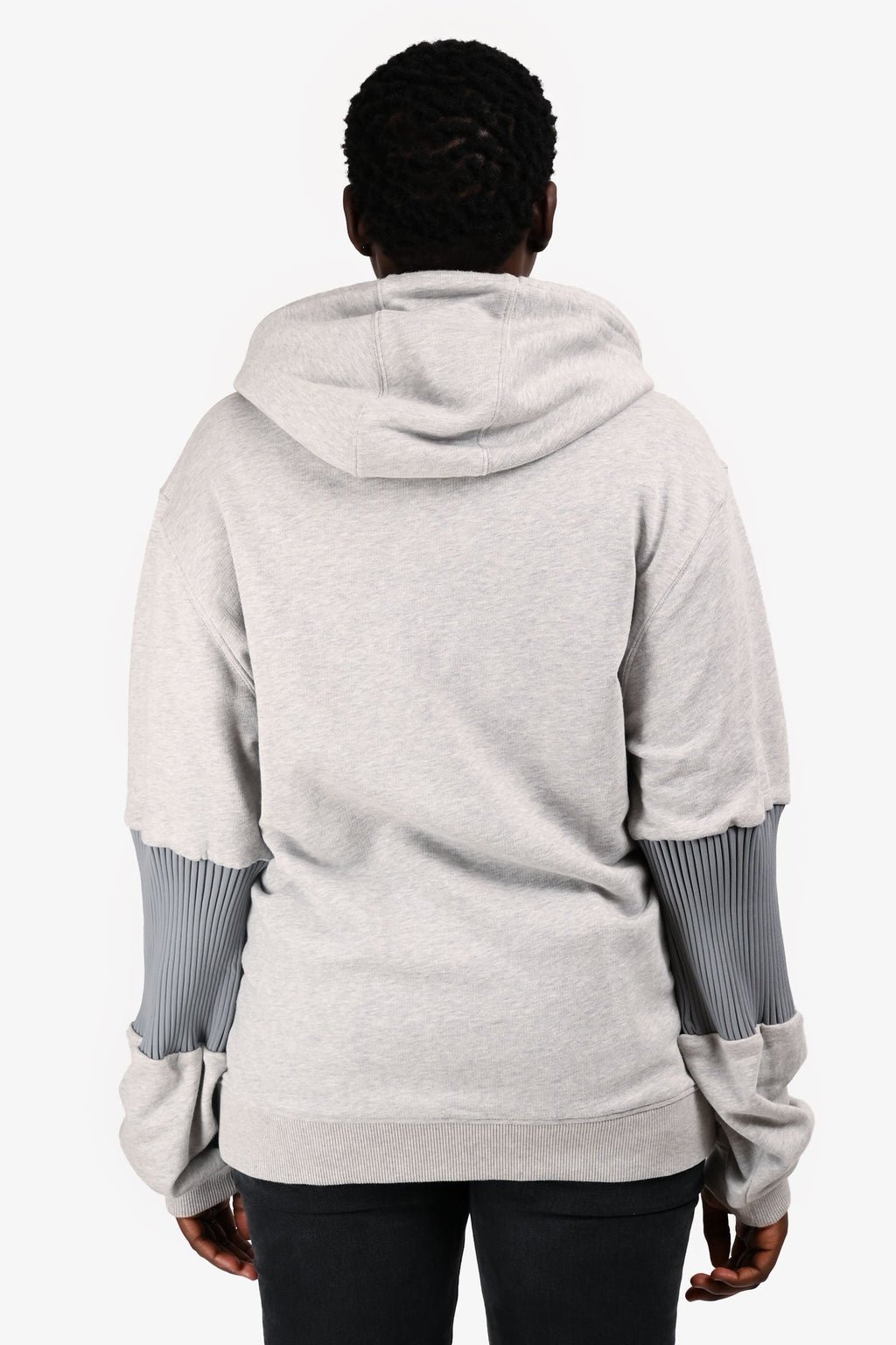 Burberry 2023 Grey Stretch Knit Sleeve Patch Logo Hoodie Size M Mens