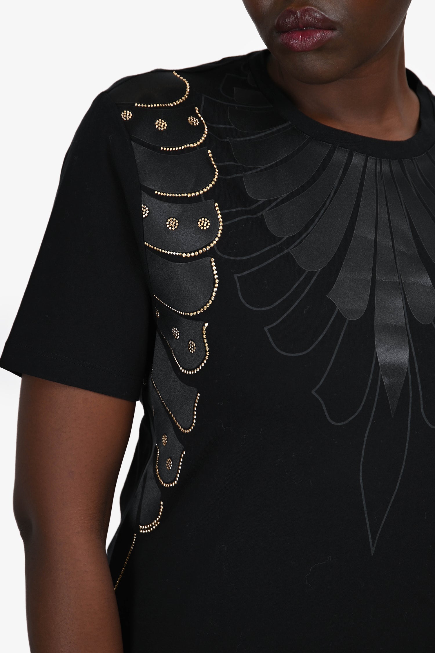 Versace Black Silk Beaded Detailed T-Shirt Size M Mens