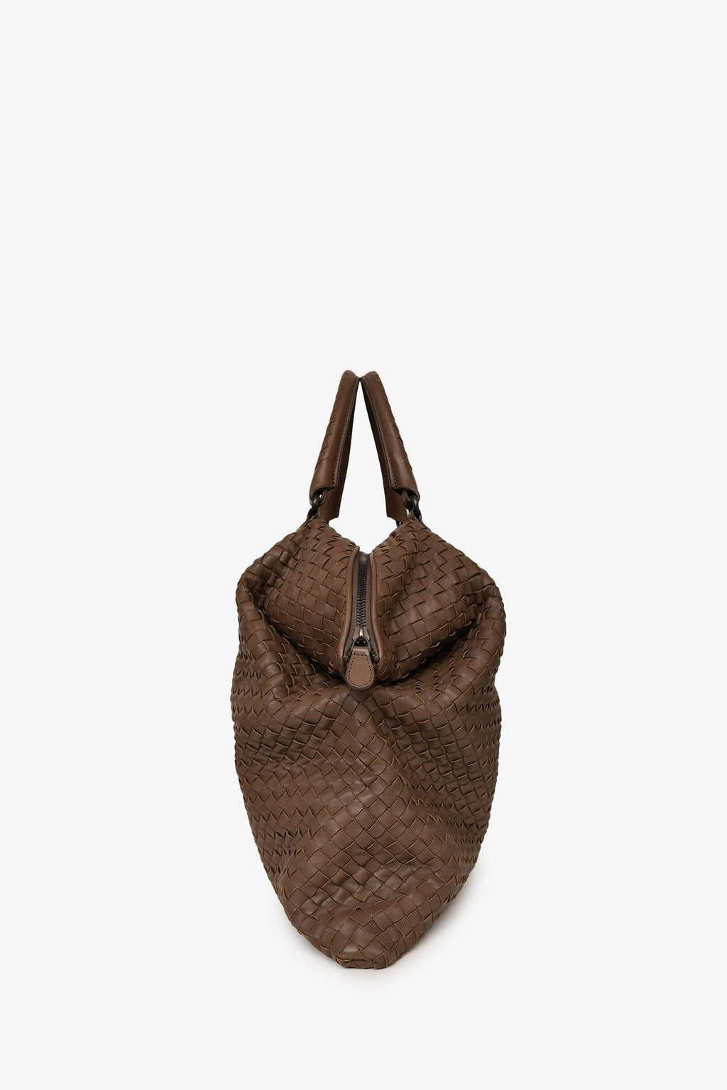 Bottega Veneta Brown Leather Intrecciato Convertible Maxi Top Handle