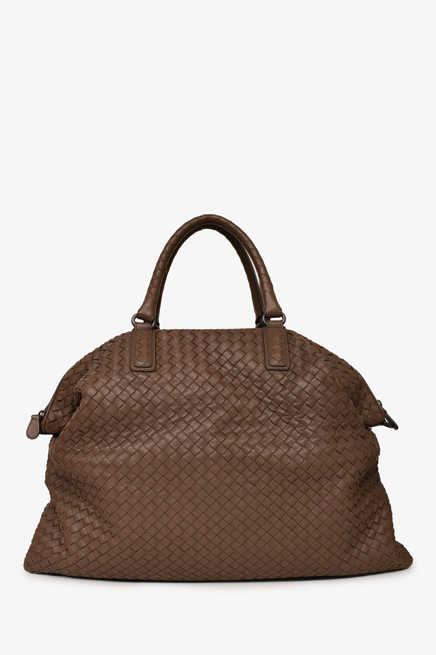 Bottega Veneta Brown Leather Intrecciato Convertible Maxi Top Handle
