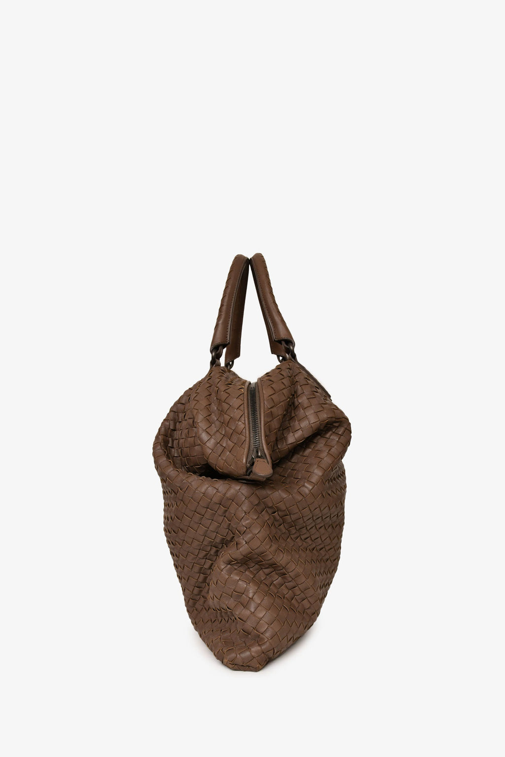 Bottega Veneta Brown Leather Intrecciato Convertible Maxi Top Handle