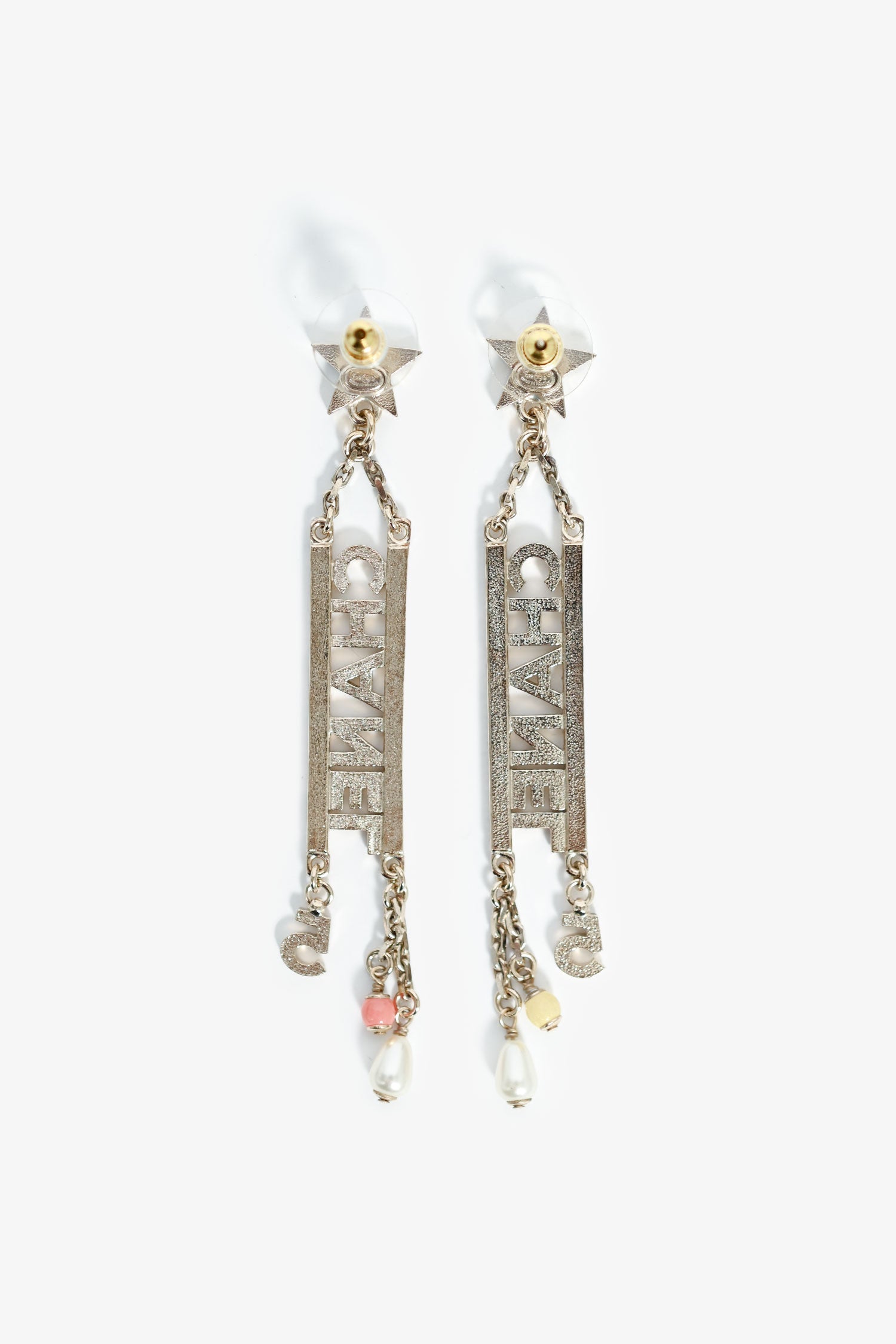 Pre-Loved Chanel™ 2022 Gold Tone Crystal Logo Number 5 Earrings