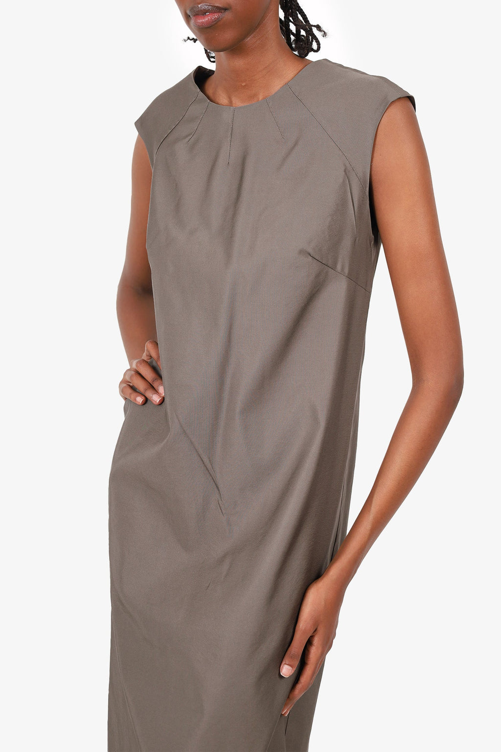 Prada Wool/Silk Grey Sleeveless Dress Size 46