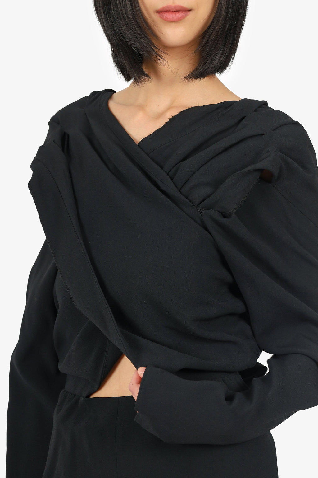 Toteme Black Drapped Asymmetric Top Size L