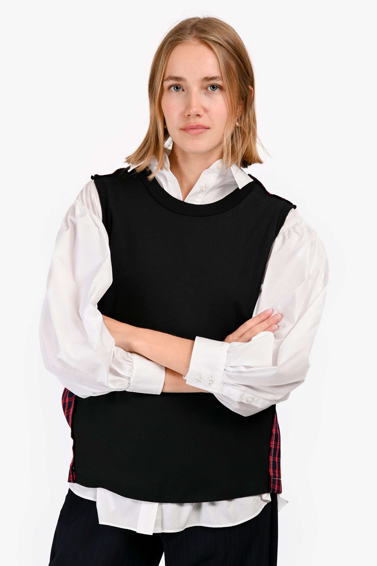 3.1 Phillip Lim Red Black Tartan Sleeveless Top Size 4