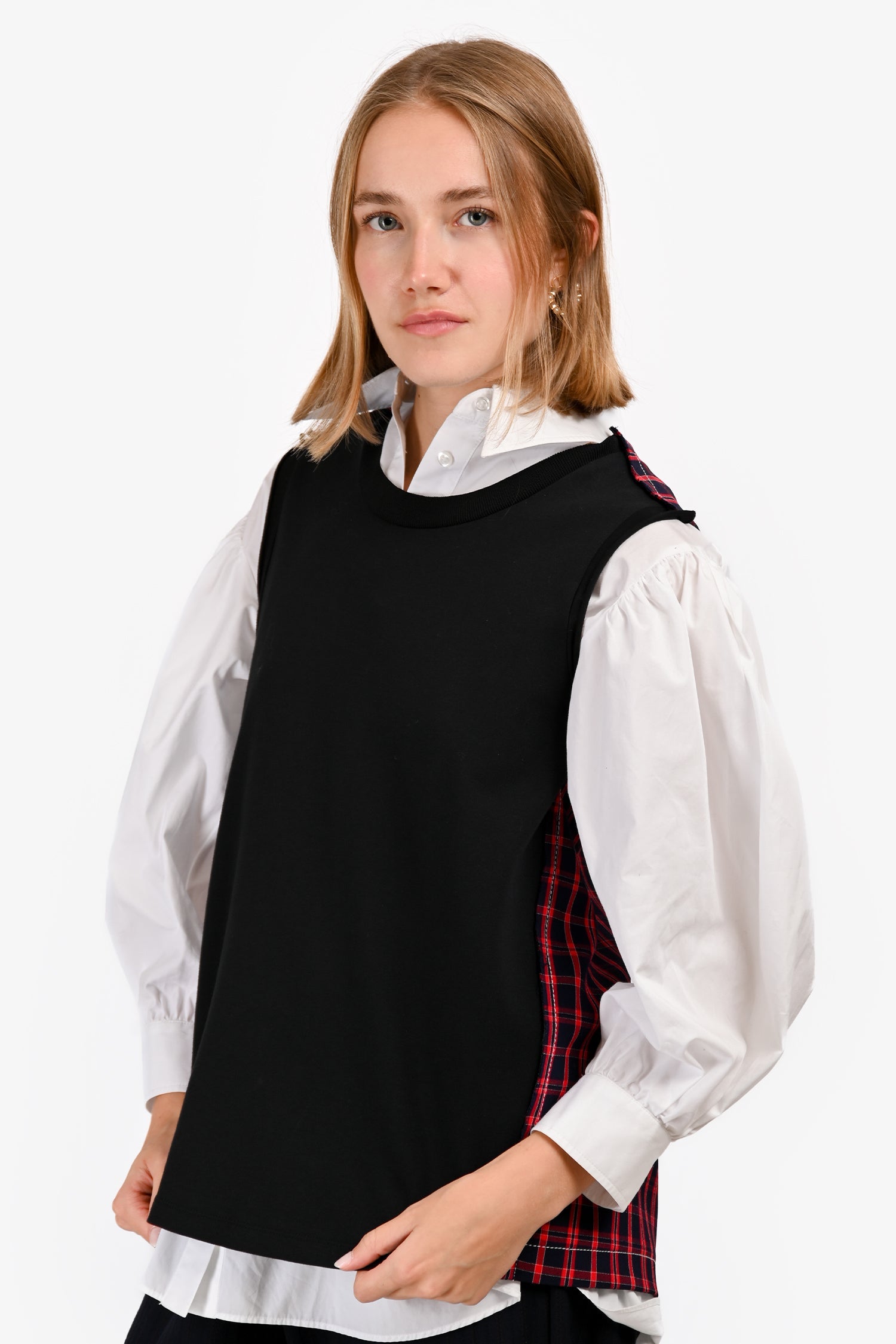 3.1 Phillip Lim Red Black Tartan Sleeveless Top Size 4