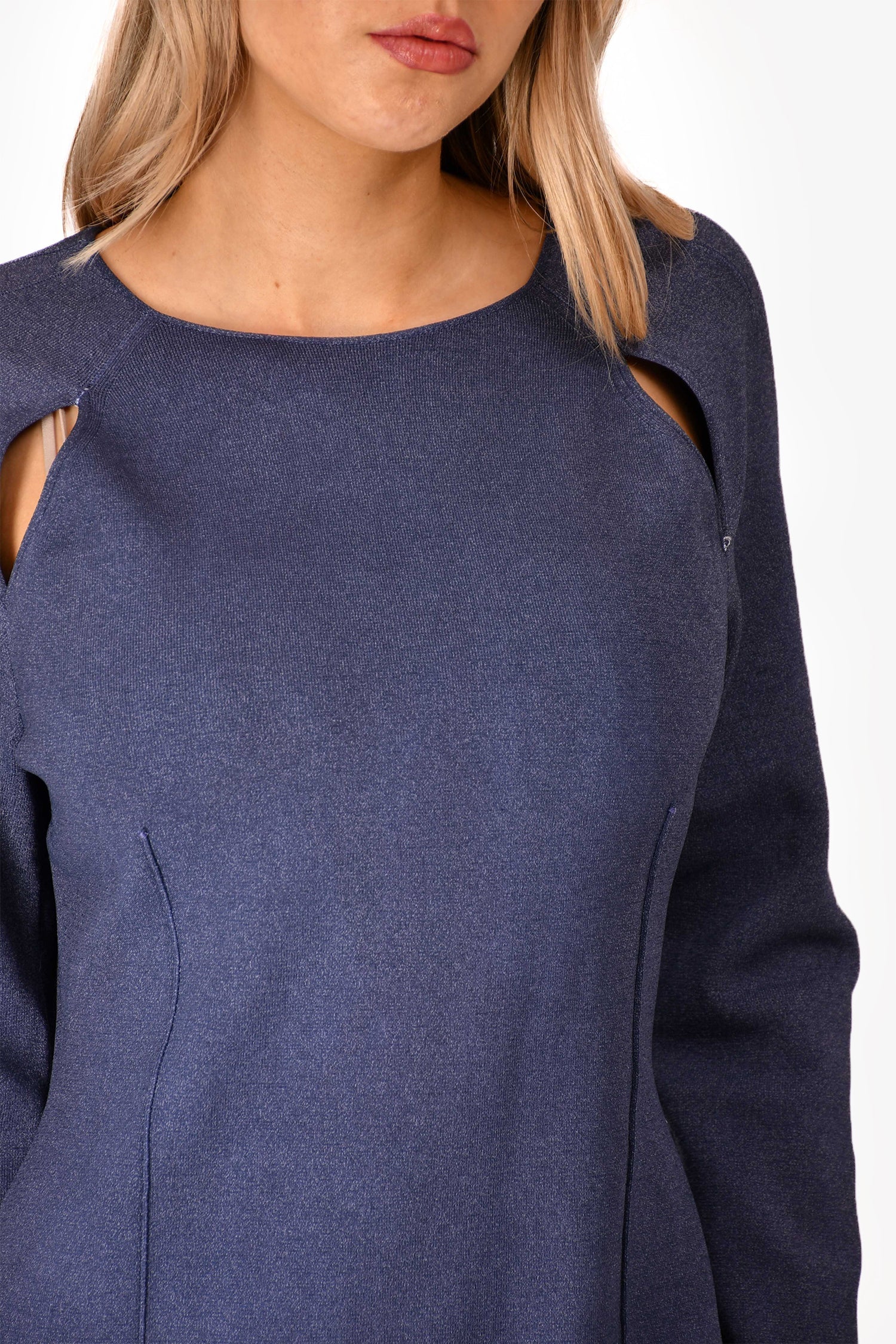 Tom Ford Blue Cutout Long Sleeve Dress Size XL