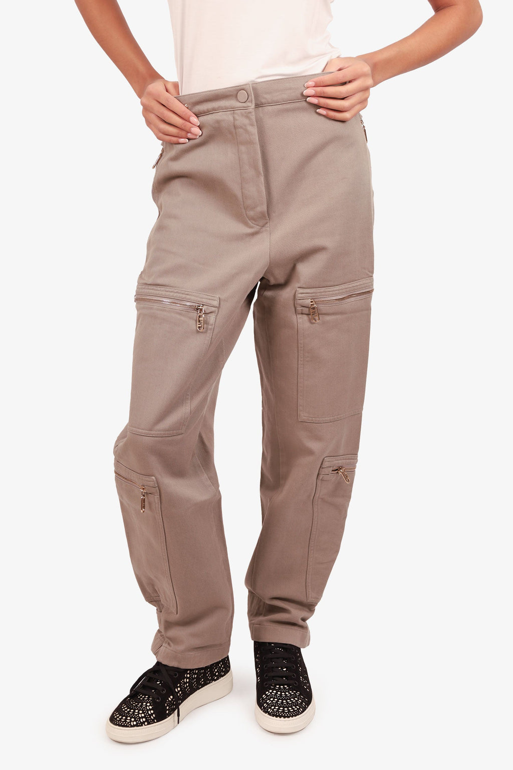 Fendi Grey Cargo Pants with Zipped Pockets Size 38