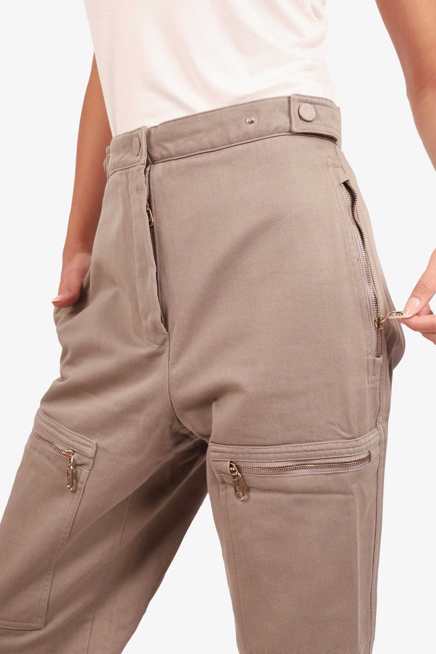 Fendi Grey Cargo Pants with Zipped Pockets Size 38