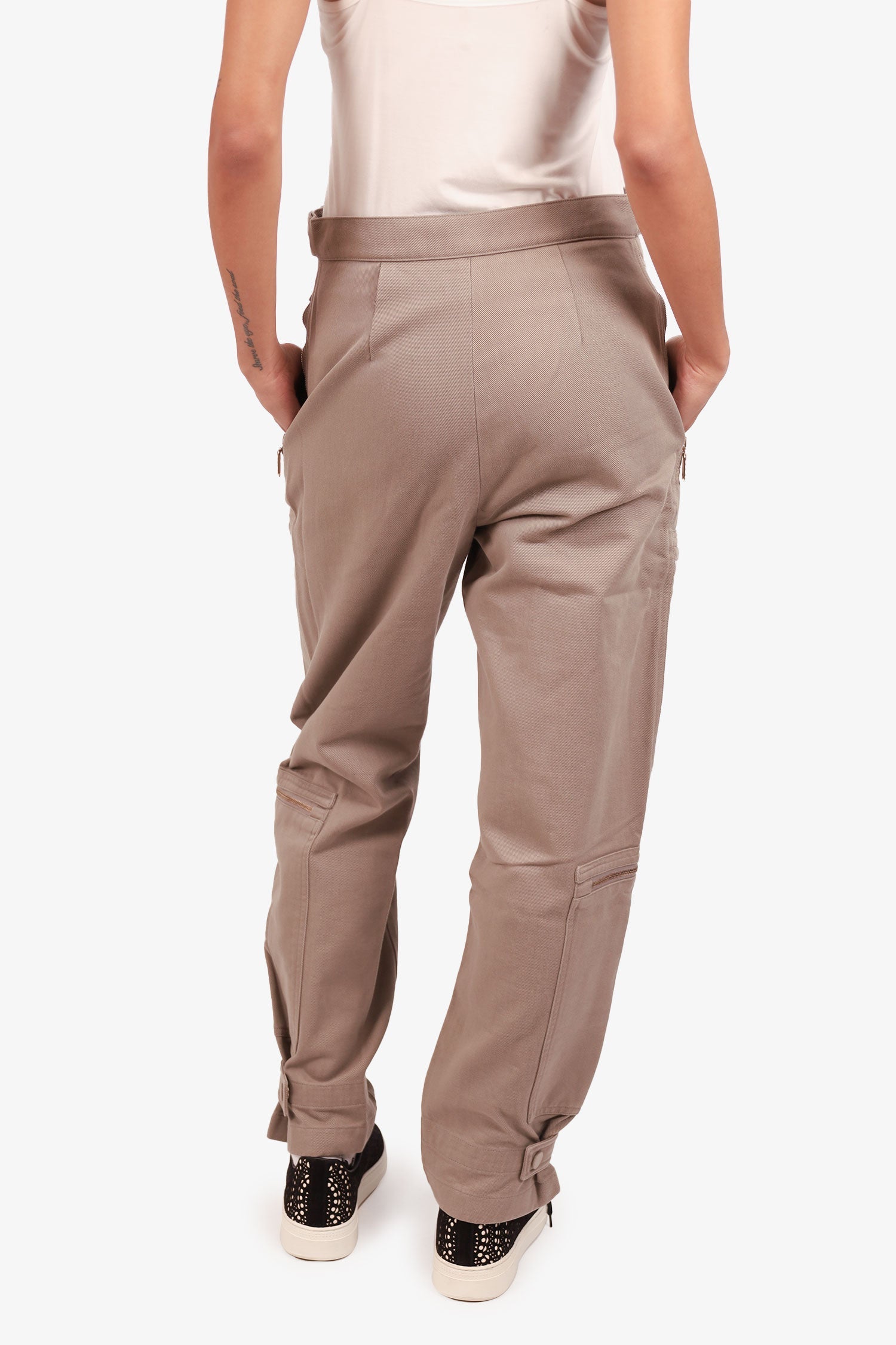 Fendi Grey Cargo Pants with Zipped Pockets Size 38