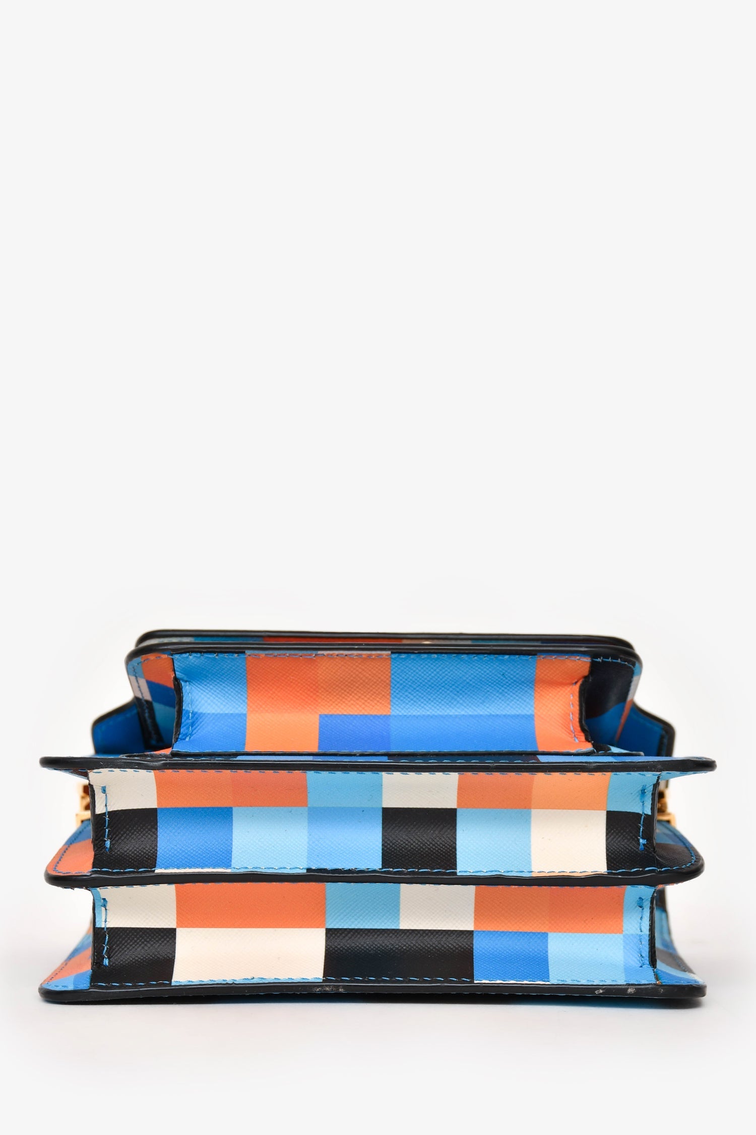 Marni Blue/Orange Geometrical Print Mini Trunk Crossbody Bag