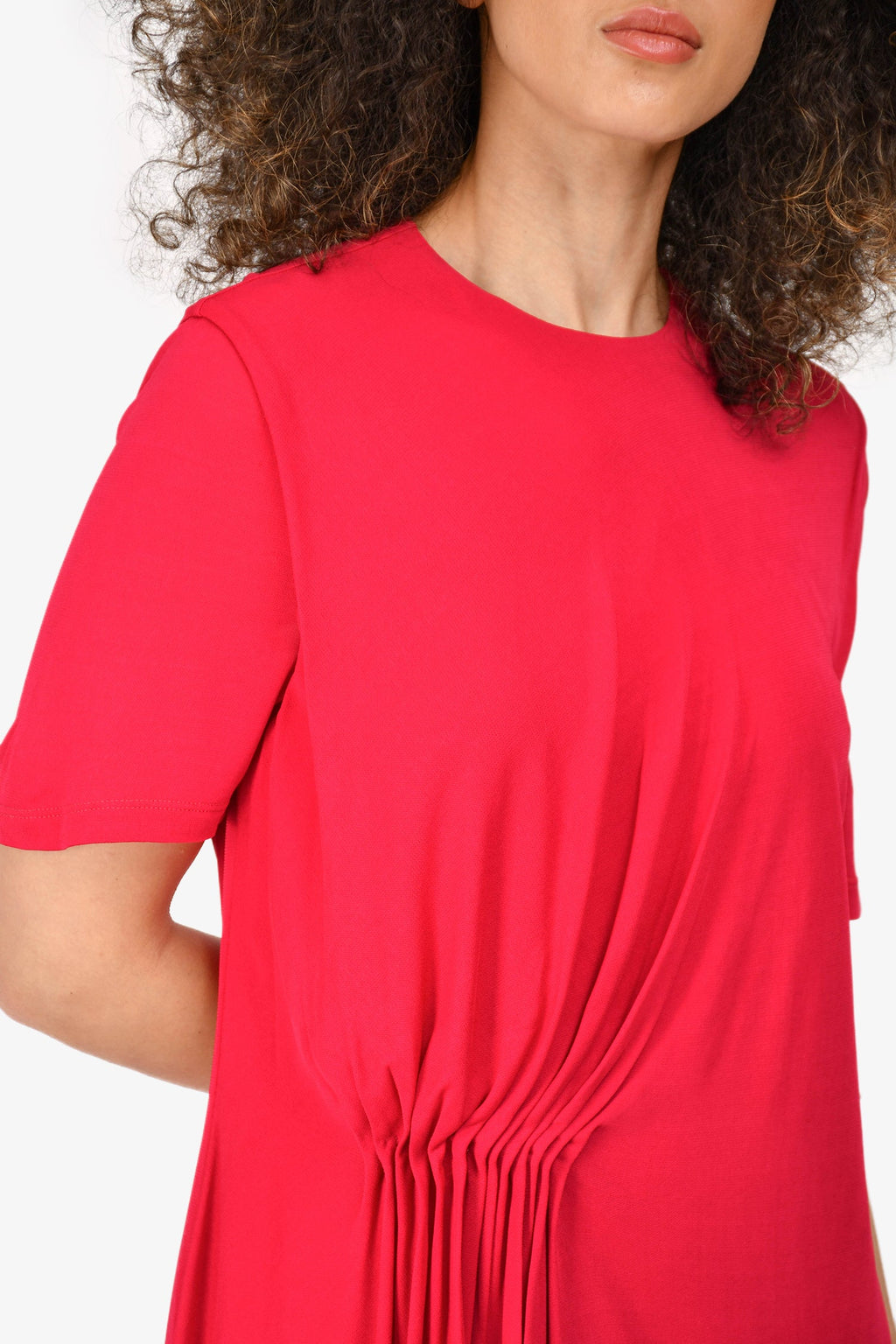 Givenchy Red Ruch Detailed Short Sleeve Dress Size 40