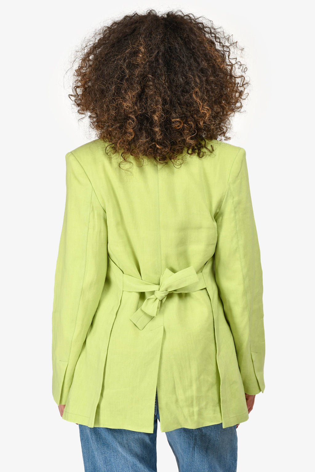 Jacquemus Neon Green Linen Single Breasted Blazer Size 32