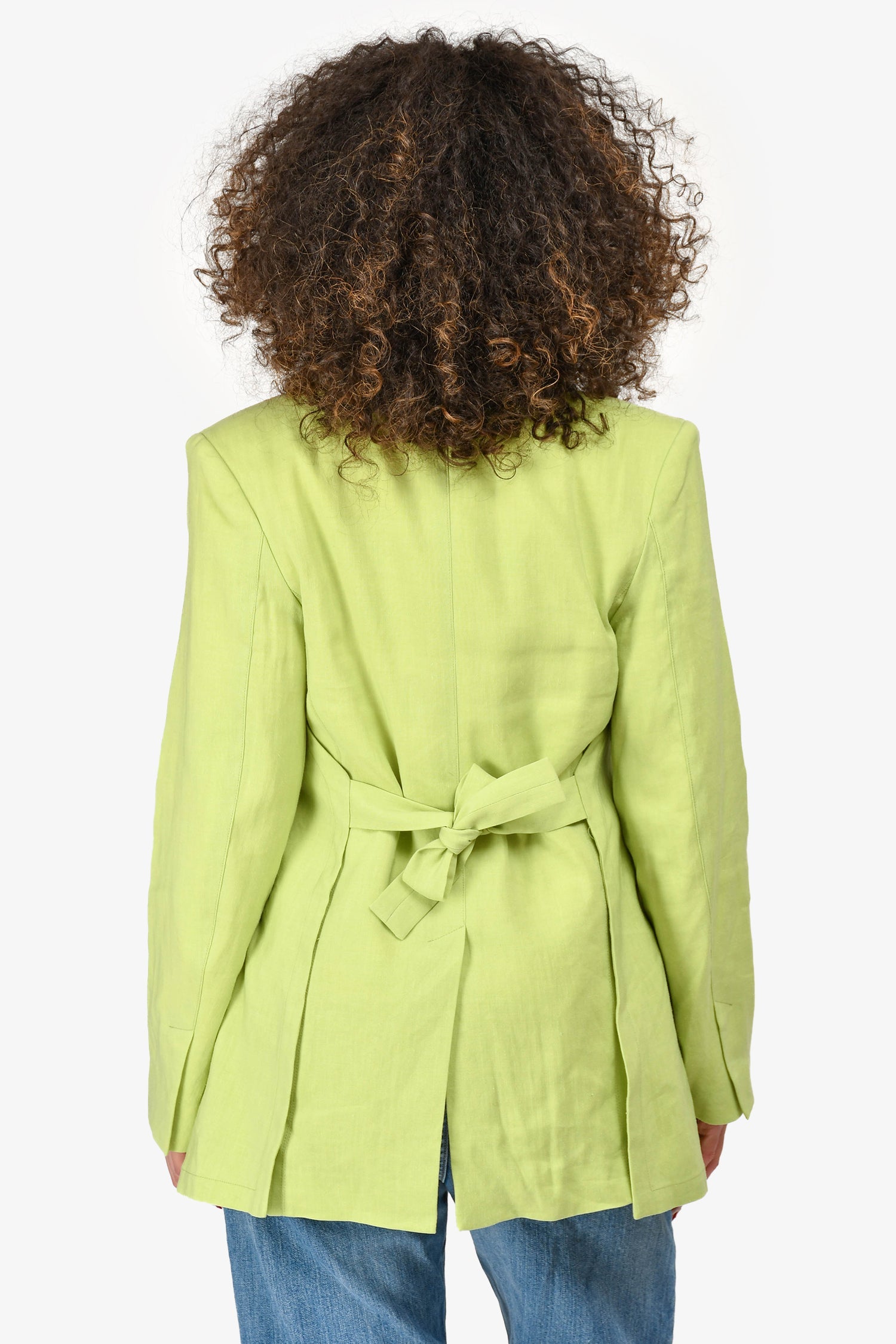Jacquemus Neon Green Linen Single Breasted Blazer Size 32