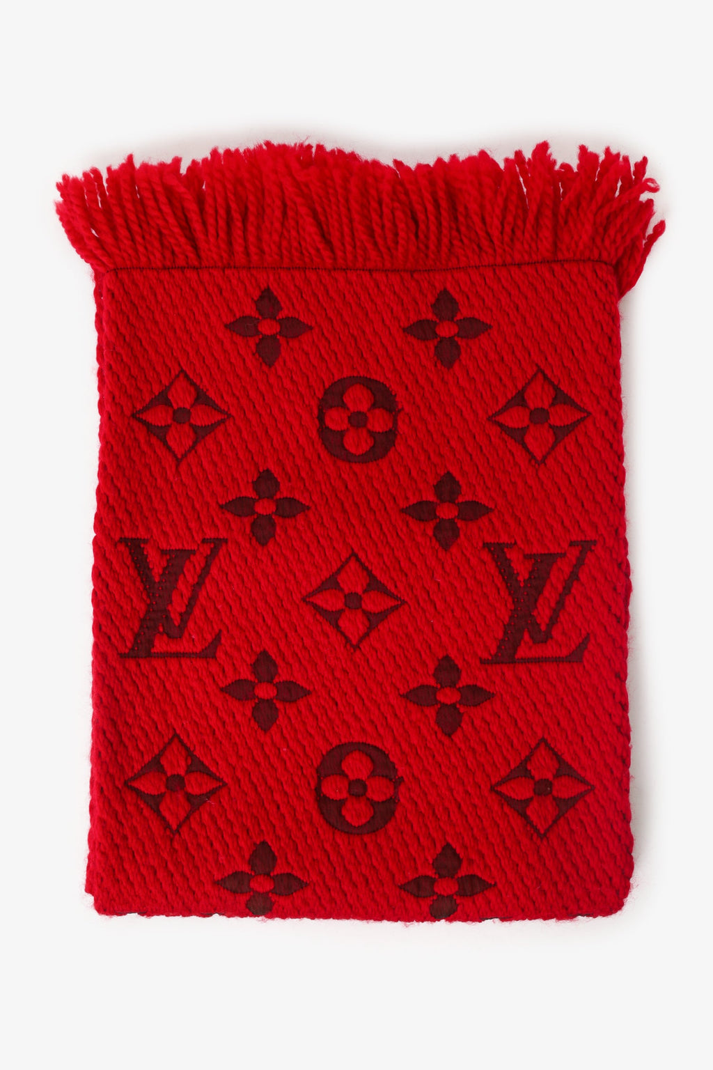 Louis Vuitton Red Wool/Silk Monogram Scarf
