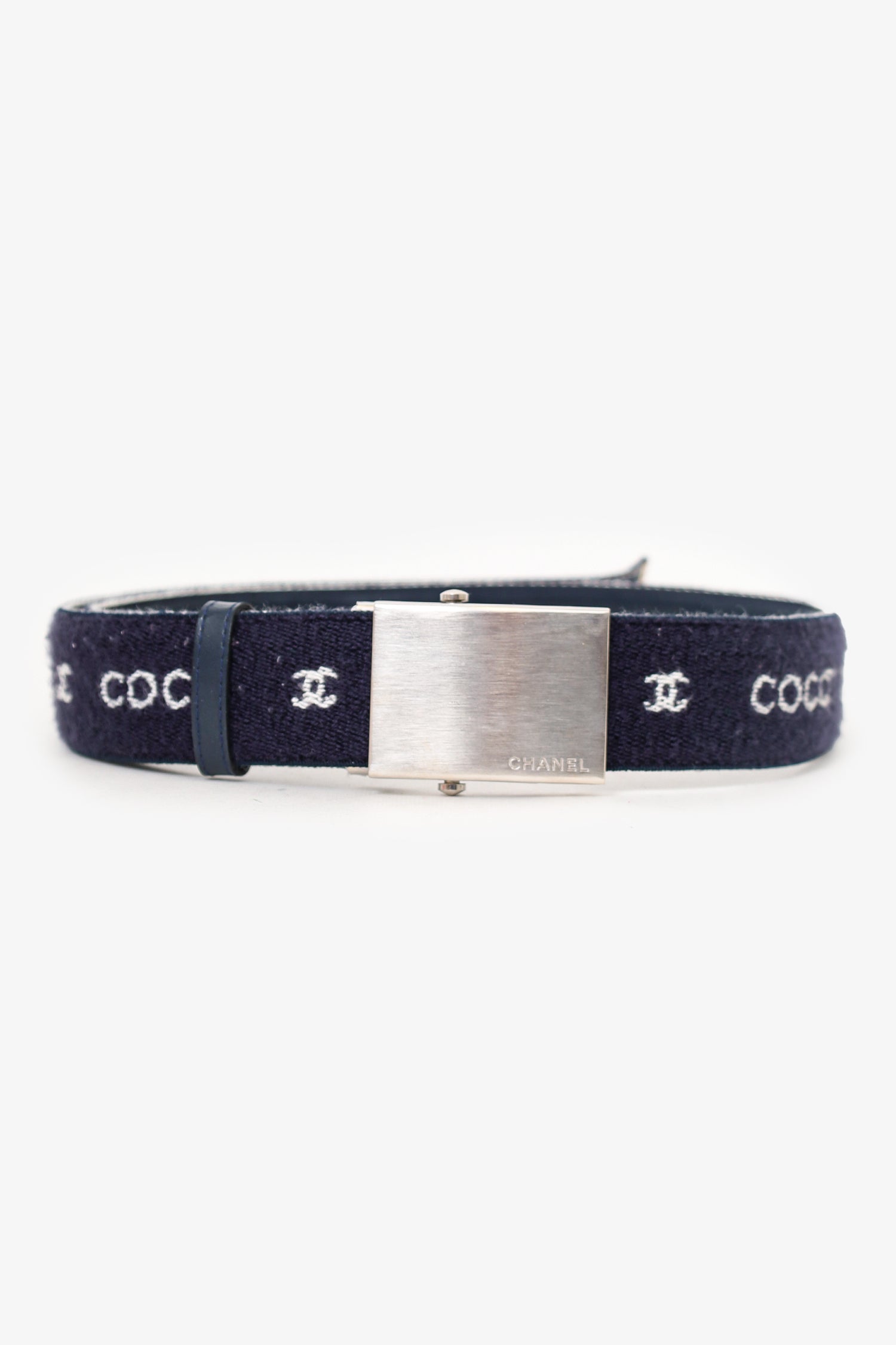 Pre-Loved Chanel™ Navy Wool 'Coco CC' Belt